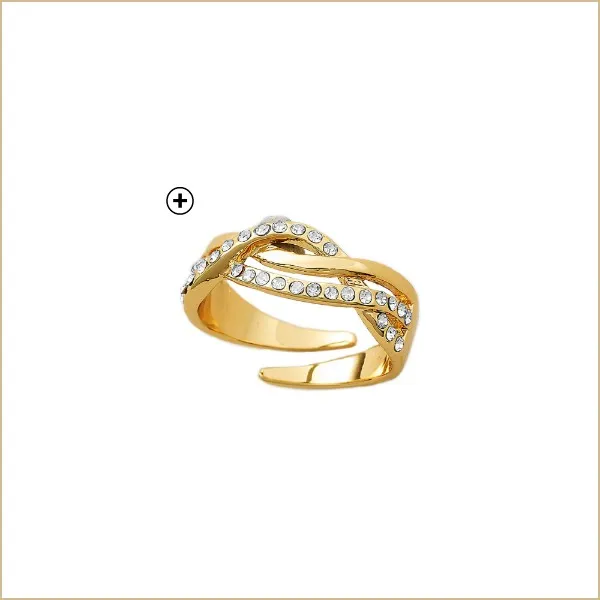 Accssoires tenue : bague ajustable femme en strass dorée or pas cher | Blancheporte