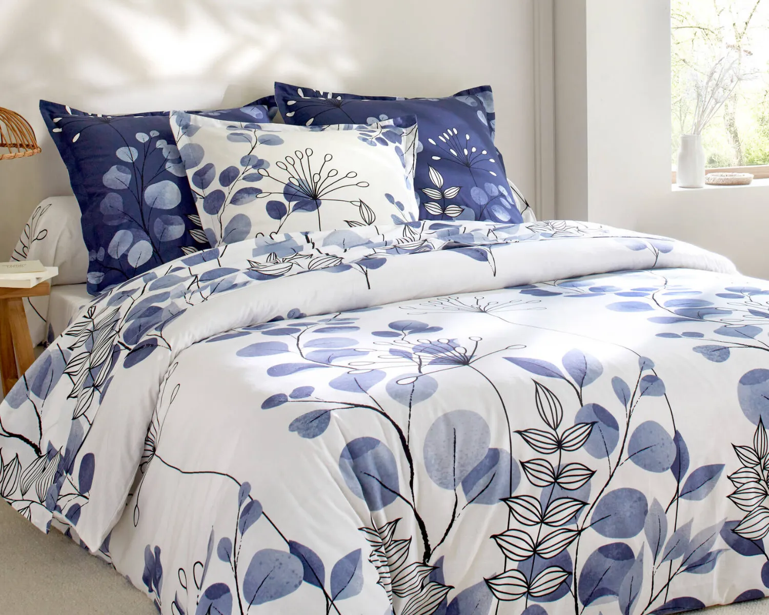 Linge de lit Danae en coton imprimé bleu et blanc - Blog Blancheporte