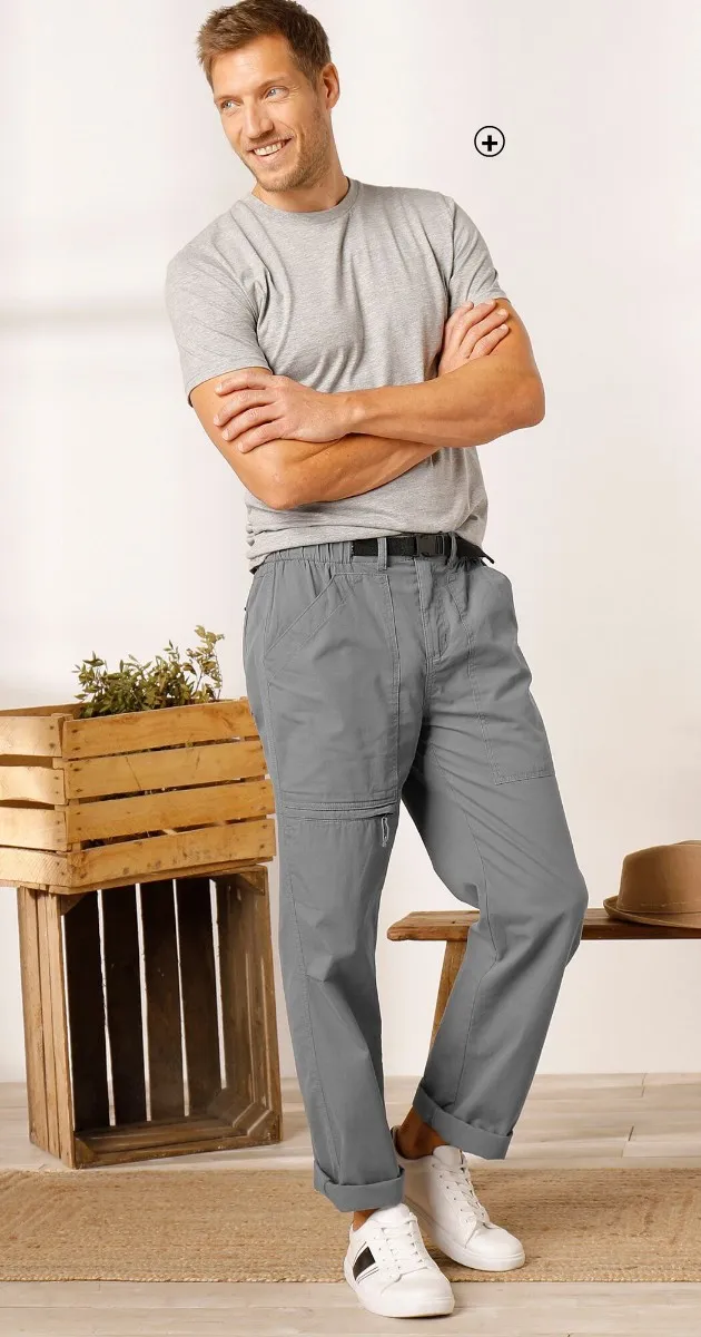 Pantalon homme gris avec ceinture assortie noir pas cher | Blancheporte