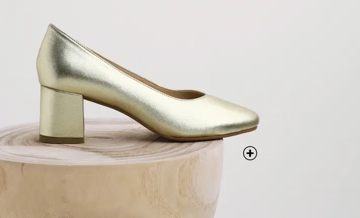 Escarpins à bout arrondi en cuir lisse doré - Blog Blancheporte