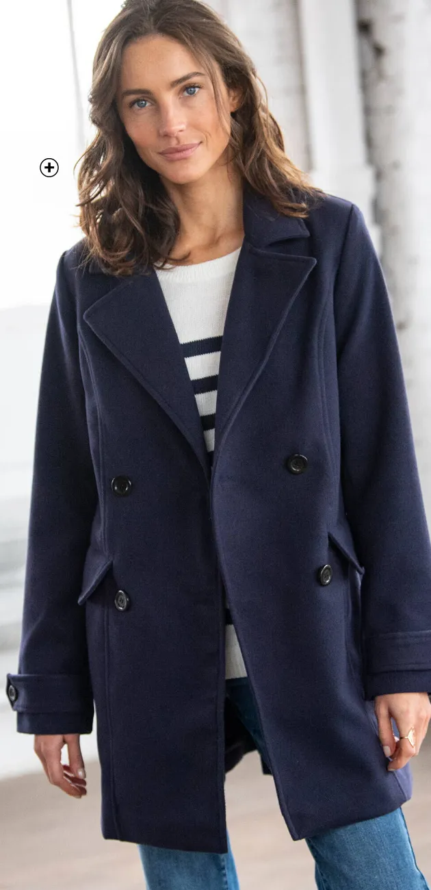 Manteau caban boutonné uni – manteau chaud femme à prix Black Friday | Blog Blancheporte