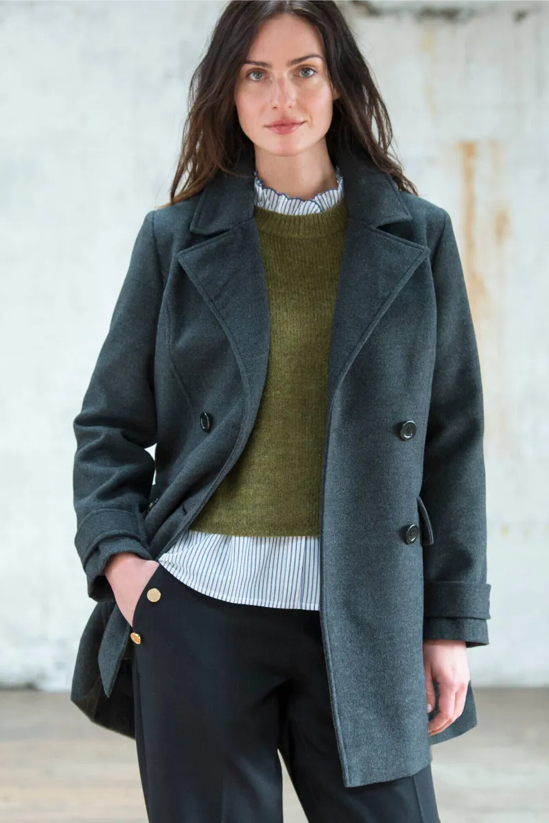 Manteau caban boutonné bleu - Blog Blancheporte