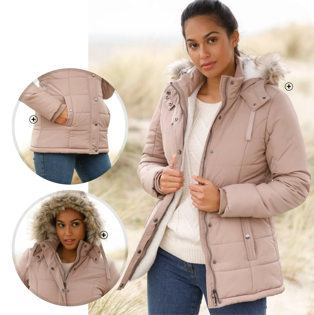 Doudoune à capuche imperméable doublée polaire sherpa, volume confortable idéal pour les morphologies recherchant chaleur et douceur – Blog Blancheporte