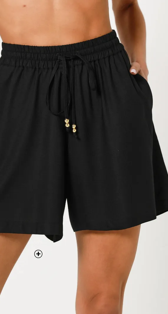 Short large fluide en viscose EcoVero, taille élastiquée, coloris noir - Blog Blancheporte
