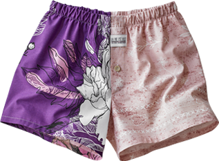Upcycling caleçon rose et violet homme-femme Upcycling caleçon rose et violet homme-femme