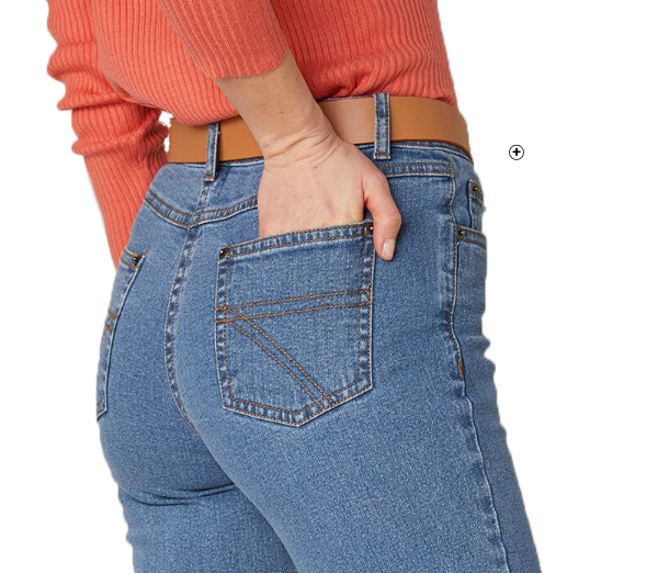 Pantalon femme grande taille couleur jean foncé.