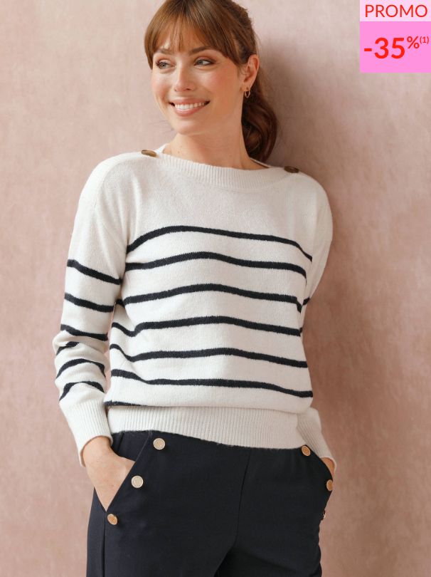 Pull col bateau rayé