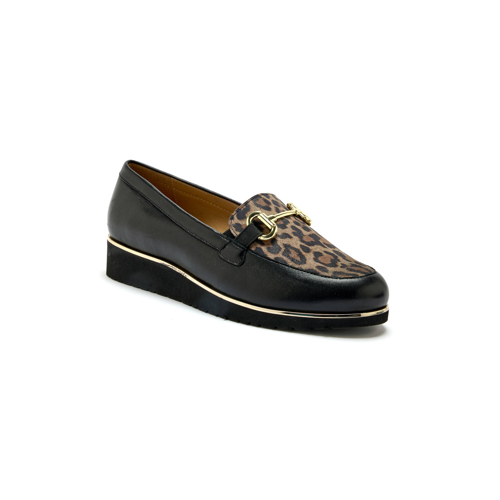 Mocassins compensés à mors en cuir et motif léopard - Blancheporte