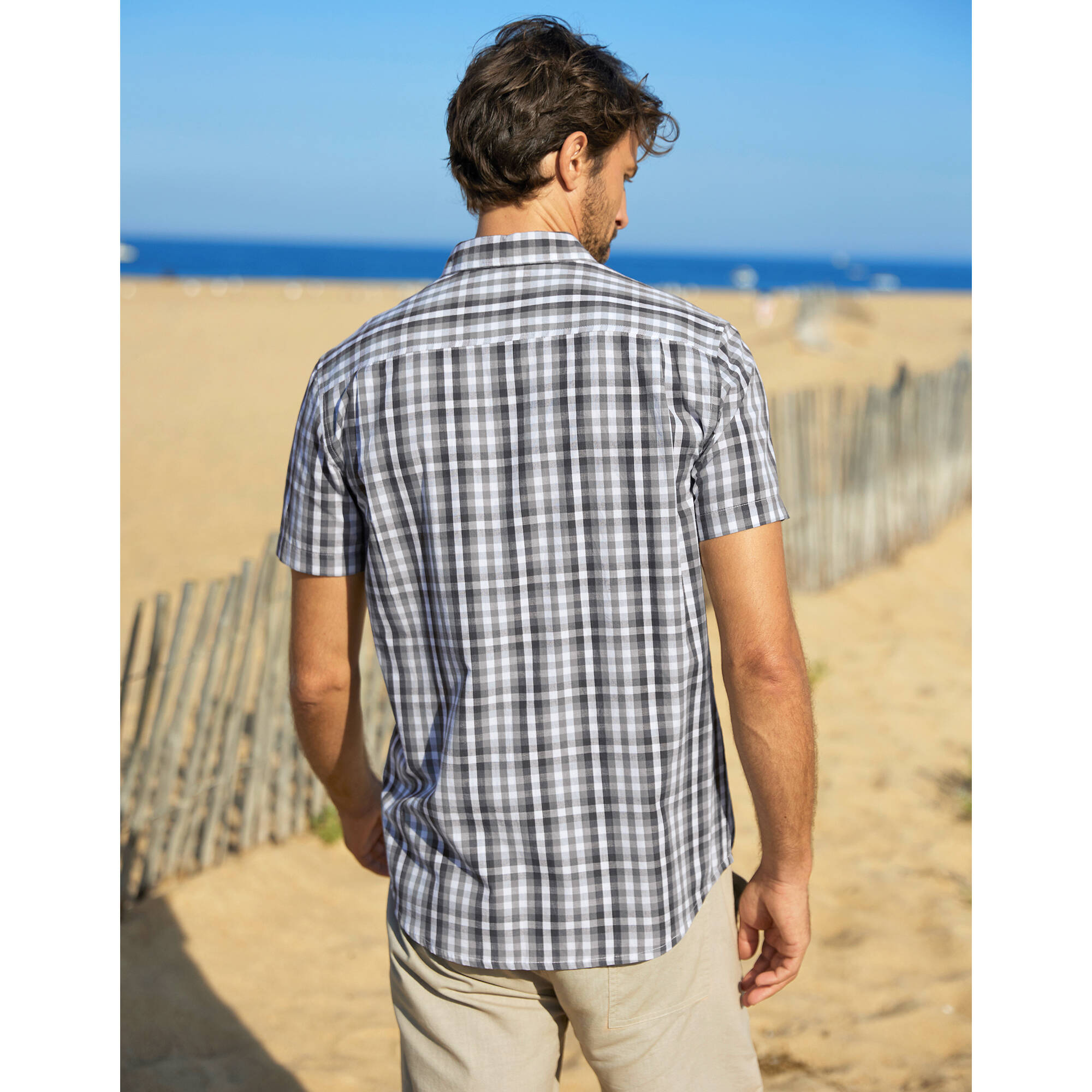 Chemise carreaux manches courtes polycoton - Blancheporte 25 €