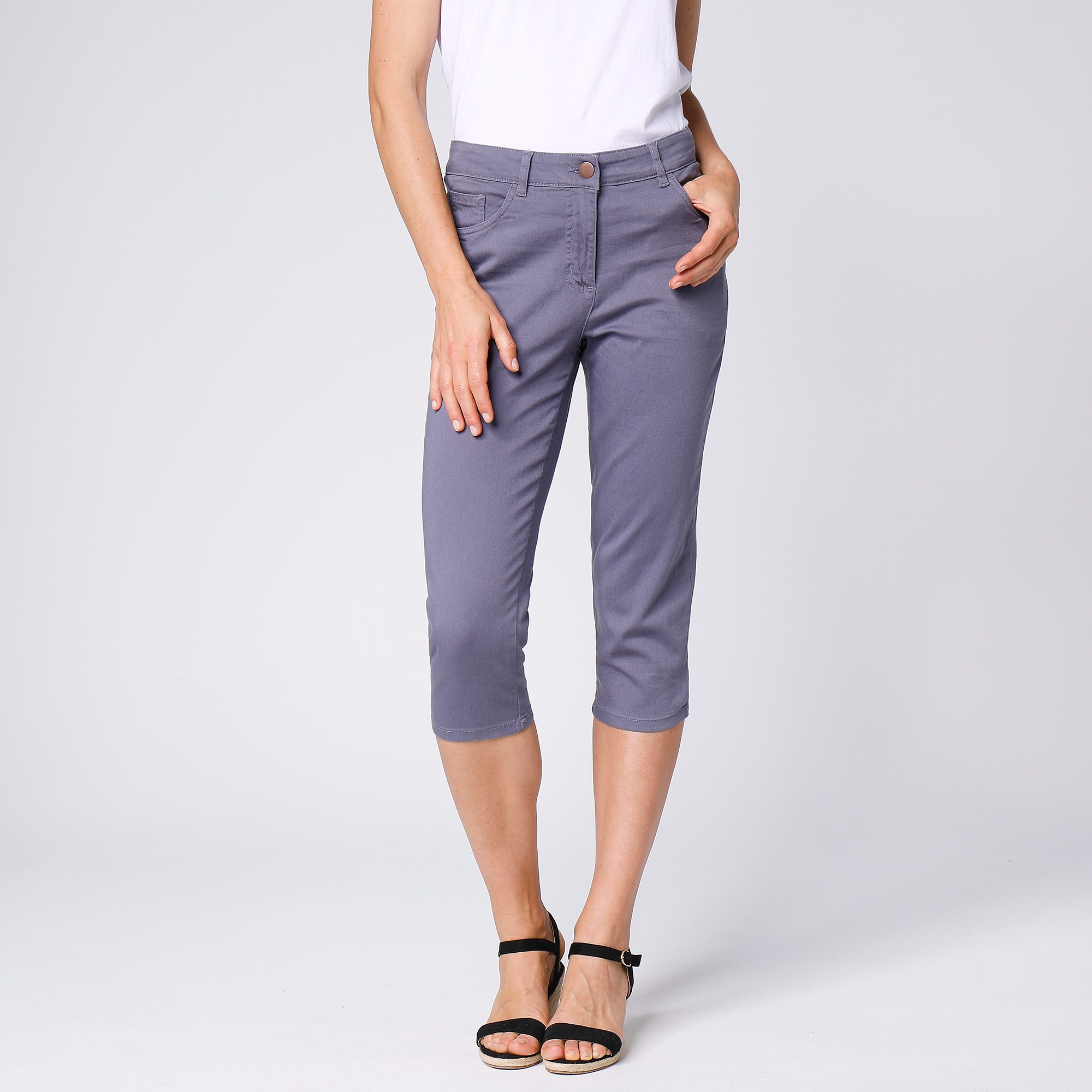 Pantacourt Effet Ventre Plat Coton Stretch - Blancheporte