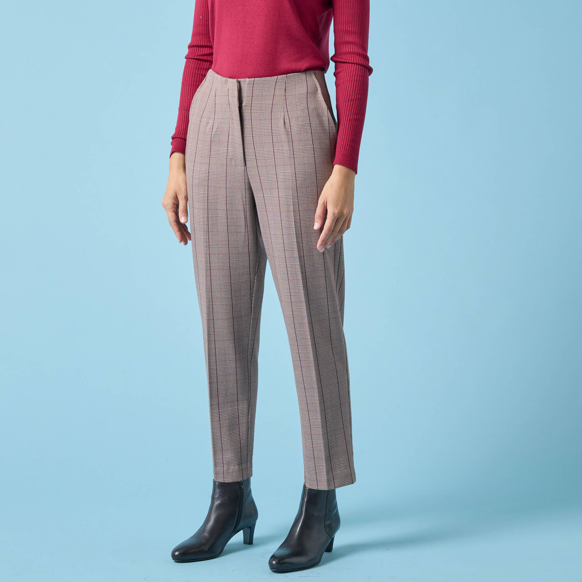 Pantalon cigarette imprimé carreaux, Spécial Petites - Blancheporte