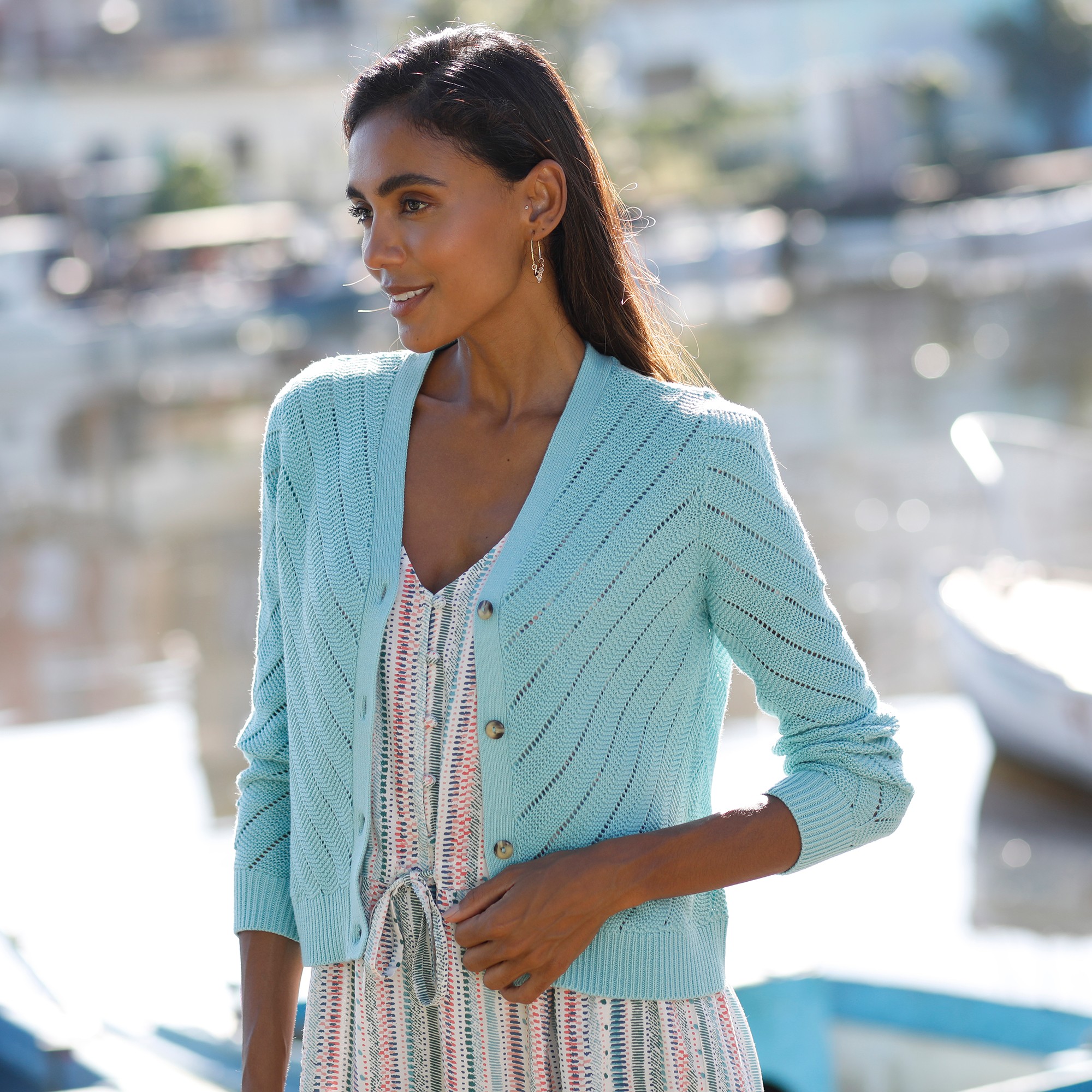 Cardigan Boutonné, Maille Fantaisie Ajourée - Blancheporte