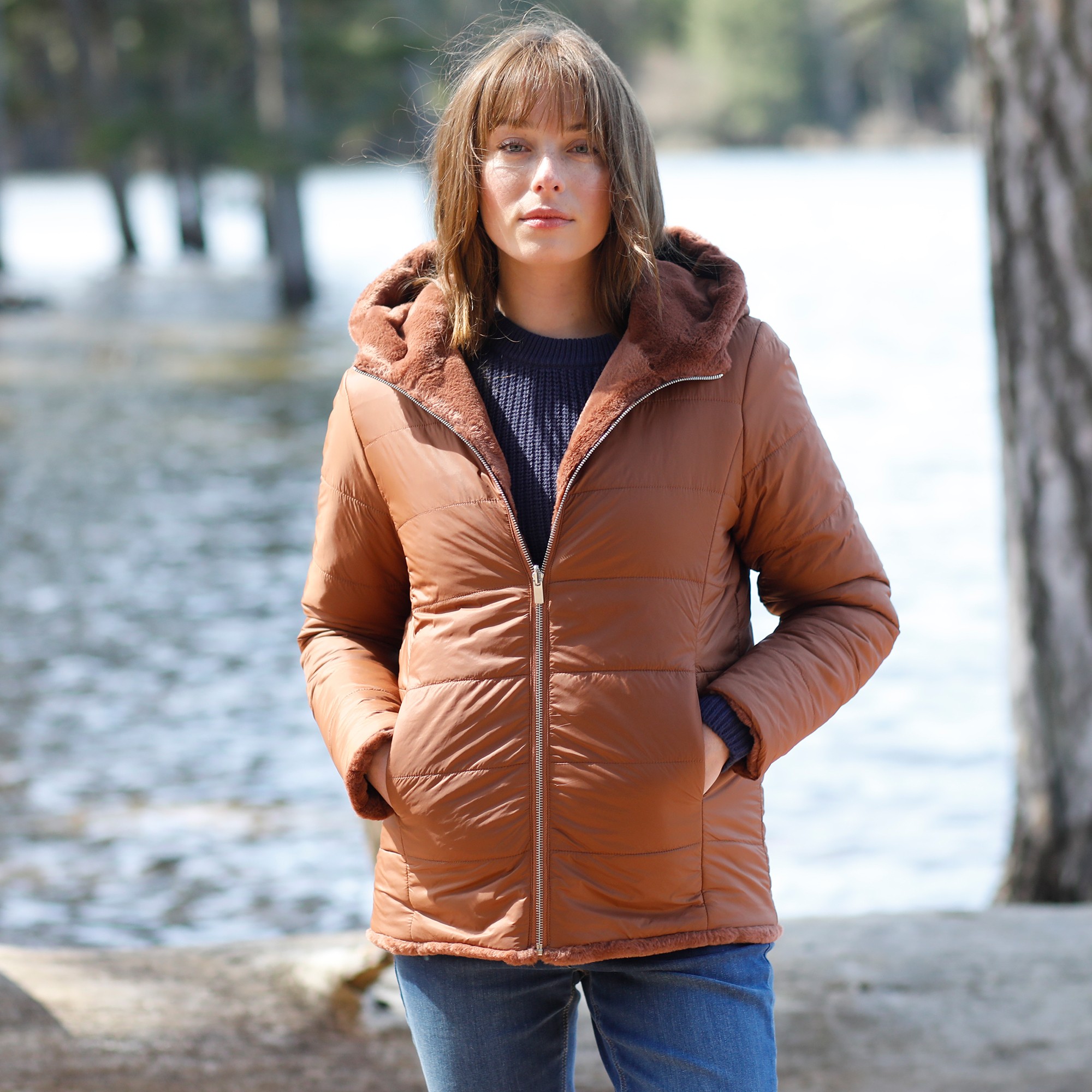 Doudoune reversible fourrure femme sales