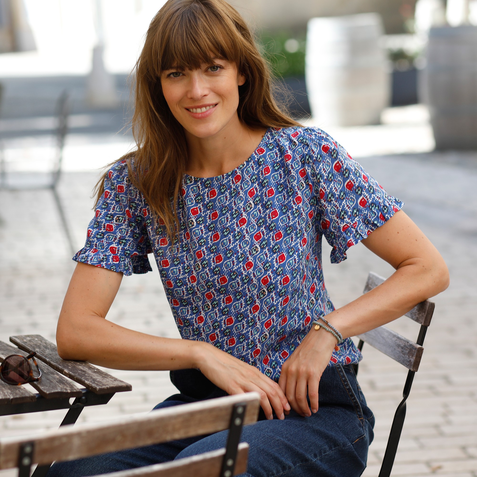 Blouse Imprimée Manches Volantées - Blancheporte