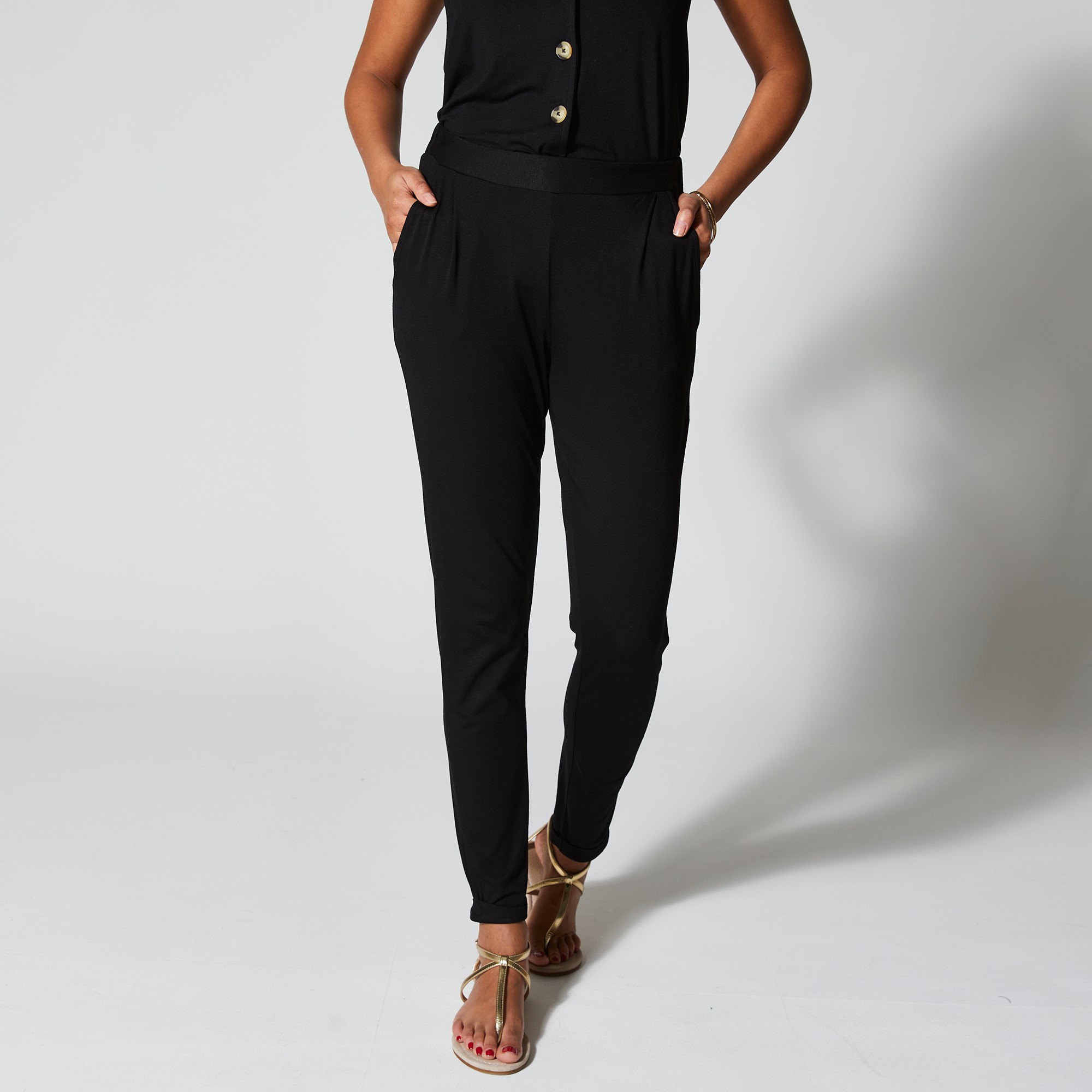 Pantalon Fuselé Uni, Taille Élastiquée - Blancheporte