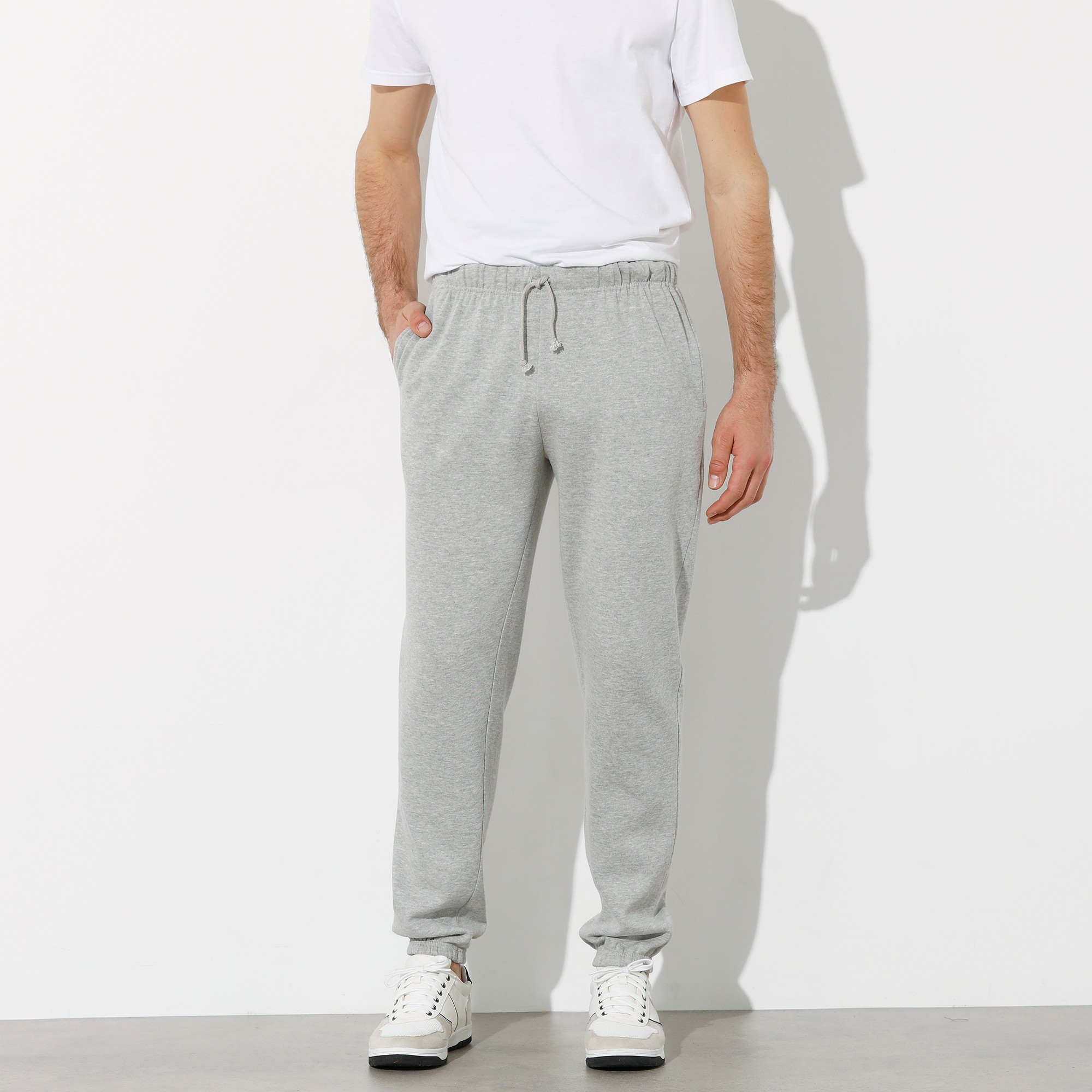 Pantalon jogging molleton bas élastiqué, gris chiné | Blancheporte