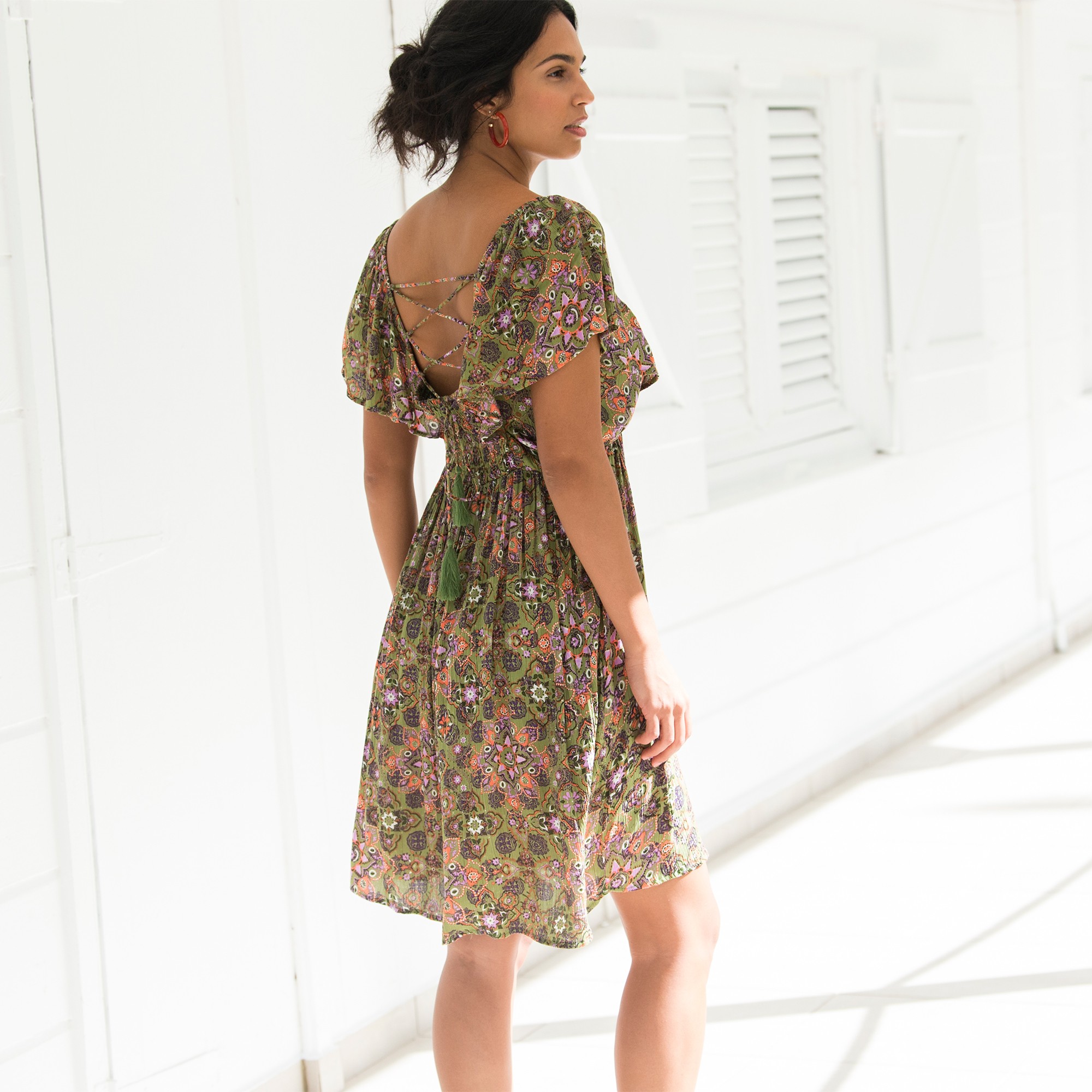 Robe Col Carré, Laçage Dos - Blancheporte