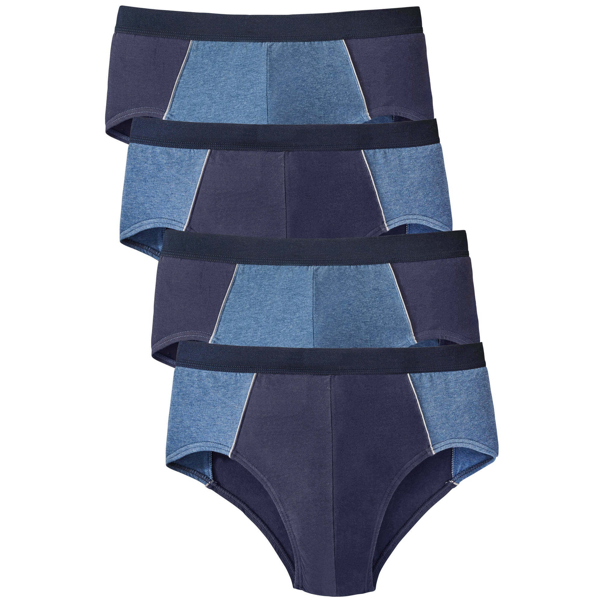Slip fermé bicolore, taille haute - lot de 4 - Blancheporte