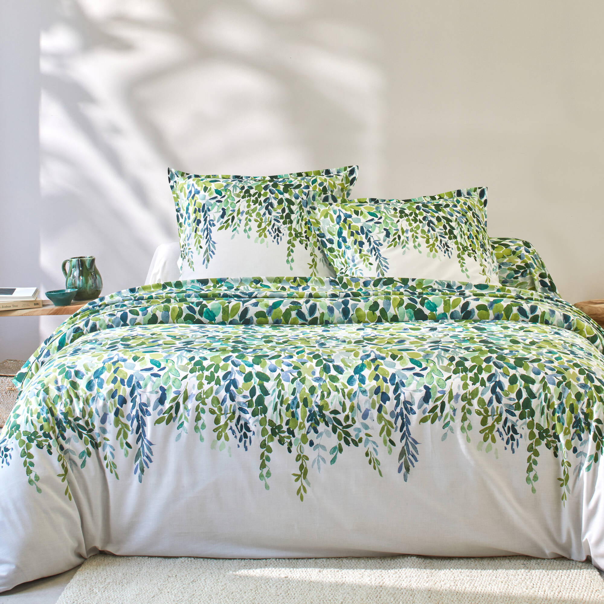 Linge de lit Léonie en coton imprimé végétal - Blancheporte