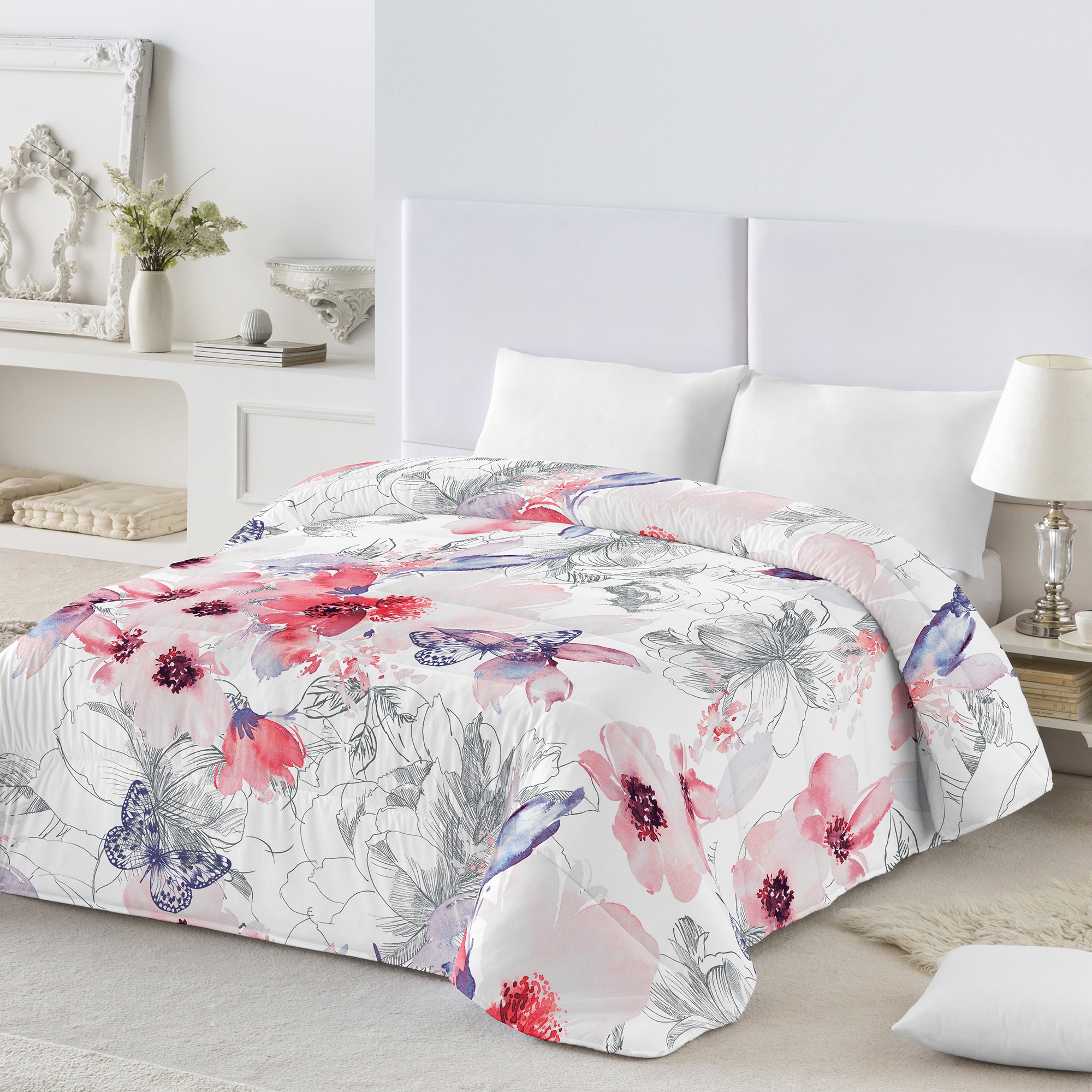 Couette Coton Imprimé Fleurs 400g/m² - Blancheporte