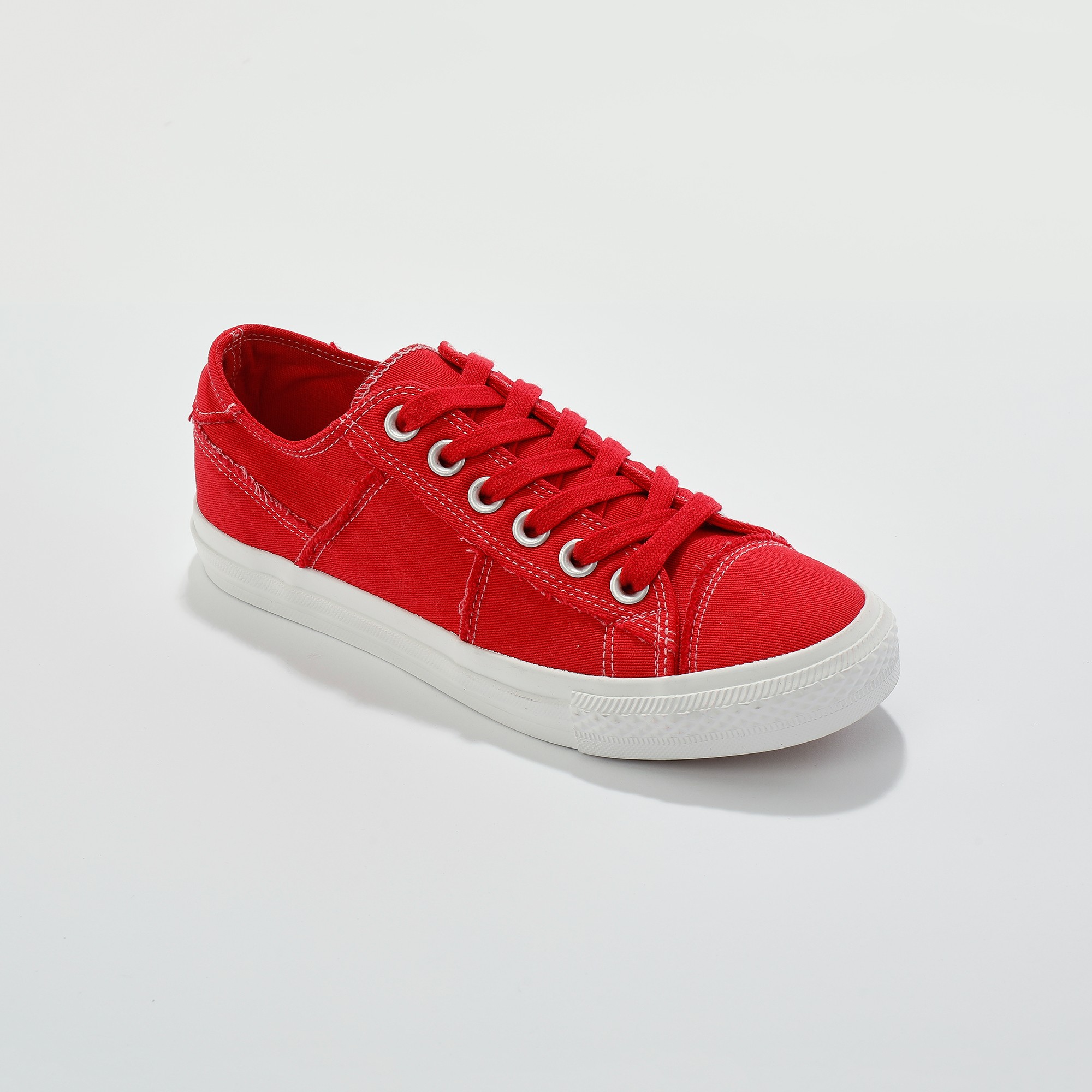 Tennis Lacées En Toile Délavée À Surpiqûres - Blancheporte