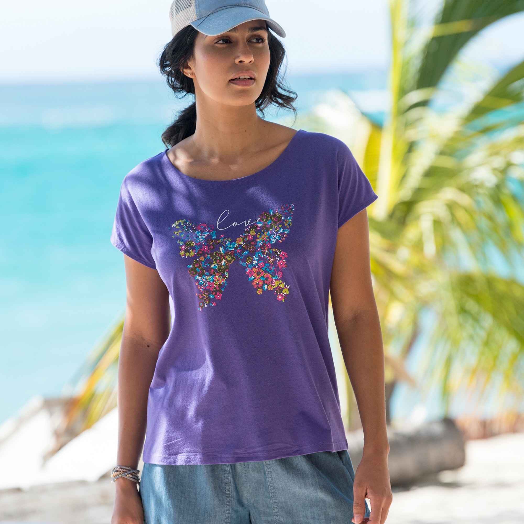 T-shirt Imprimé Placé papillon - Blancheporte