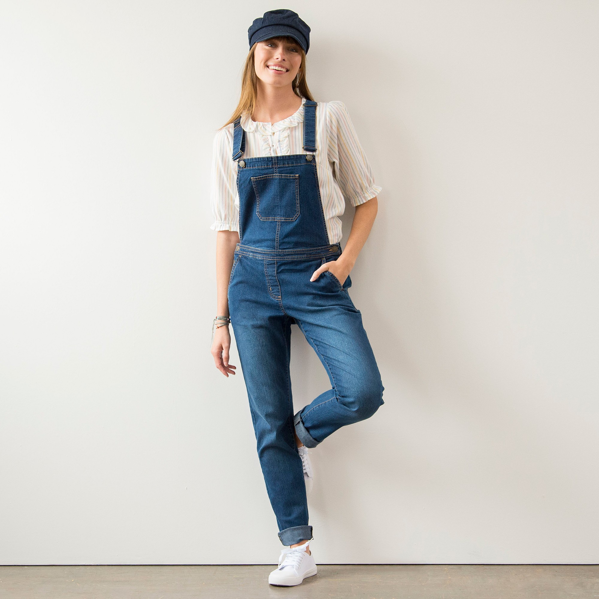 Salopette jeans bianca shop
