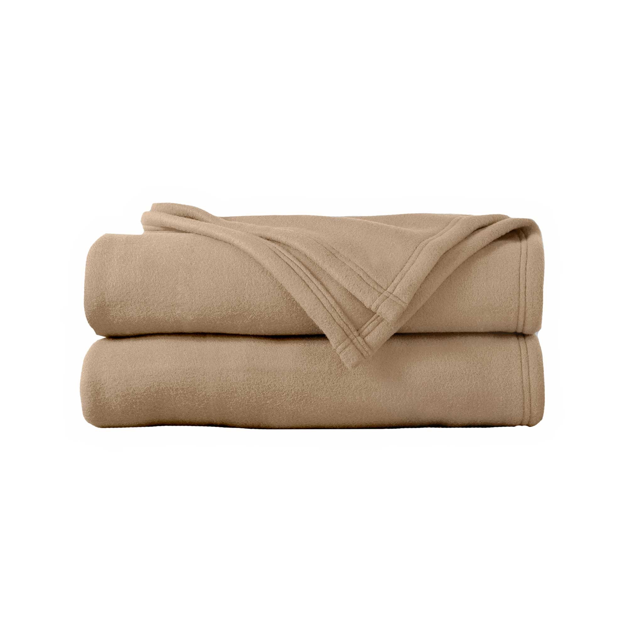 Couverture polaire Thermotec® qualité luxe 450g/m2 - Couverture 2 Personnes : 240x260 Cm - Beige - O