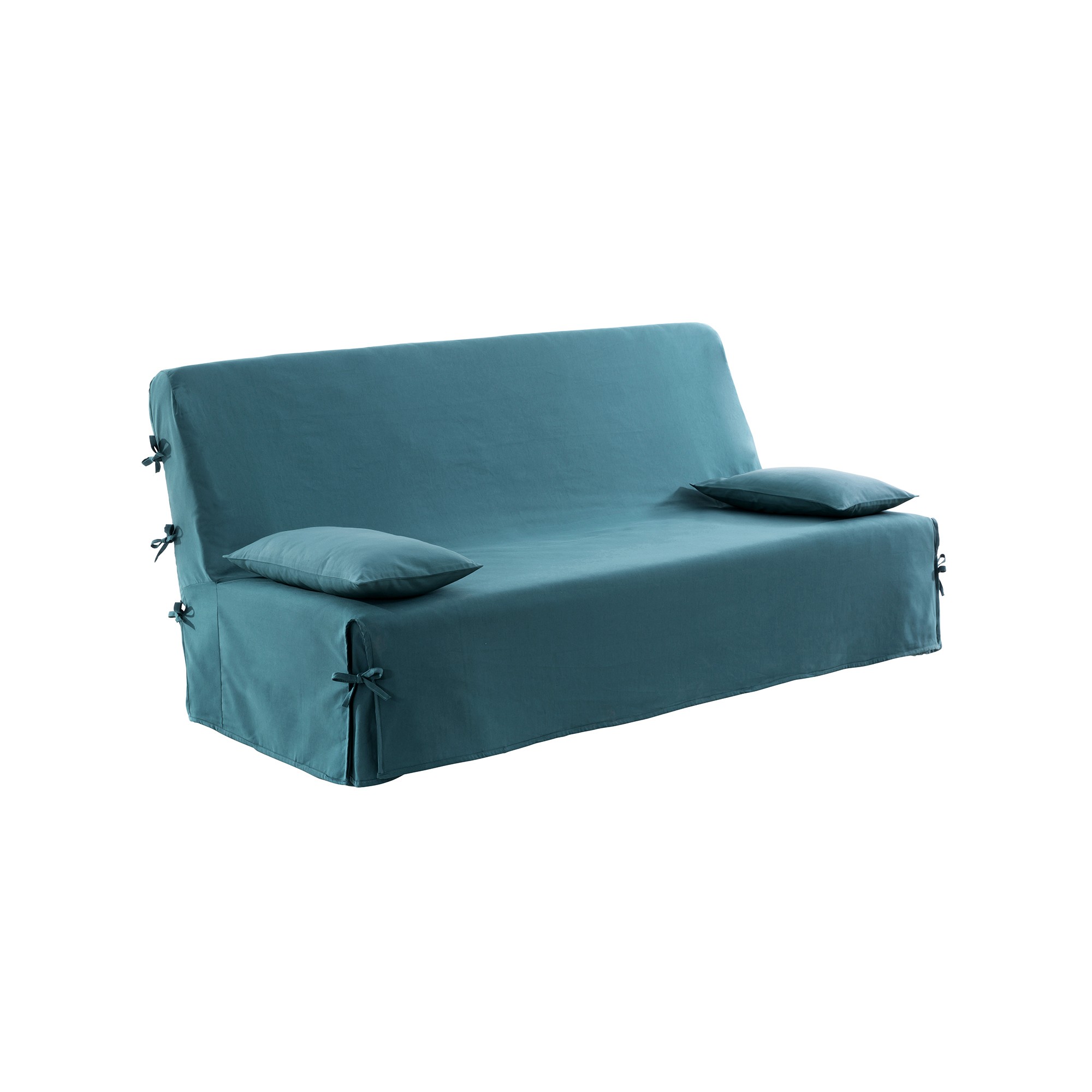 Housse clic-clac standard coton bachette uni - Housse Clic Clac Non Matelassée : 140x190cm - Bleu - 