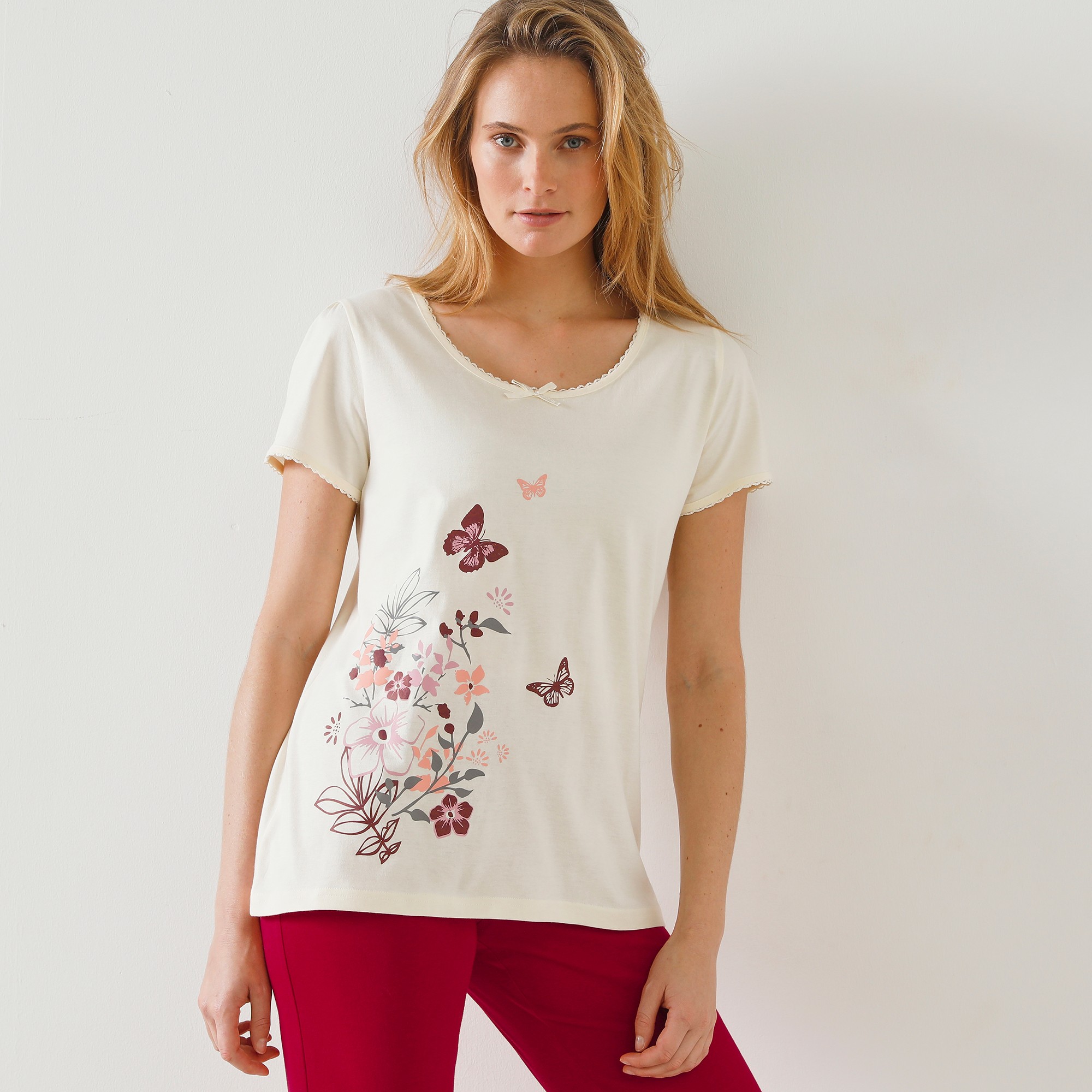 Tee-shirt Imprimé Placé Bucolique - Manches Courtes - Blancheporte