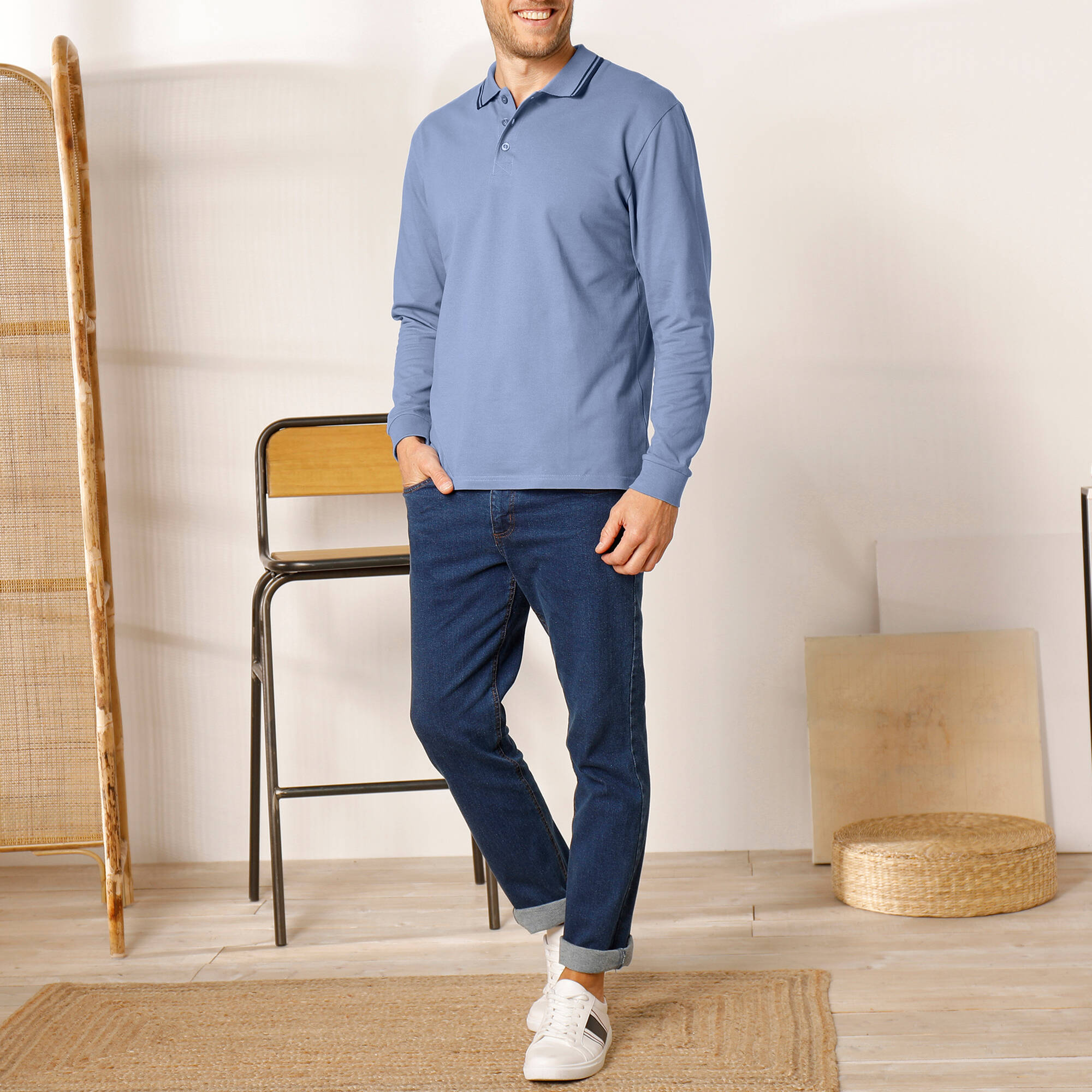 Polo uni maille pique manches longues - Blancheporte 16 €