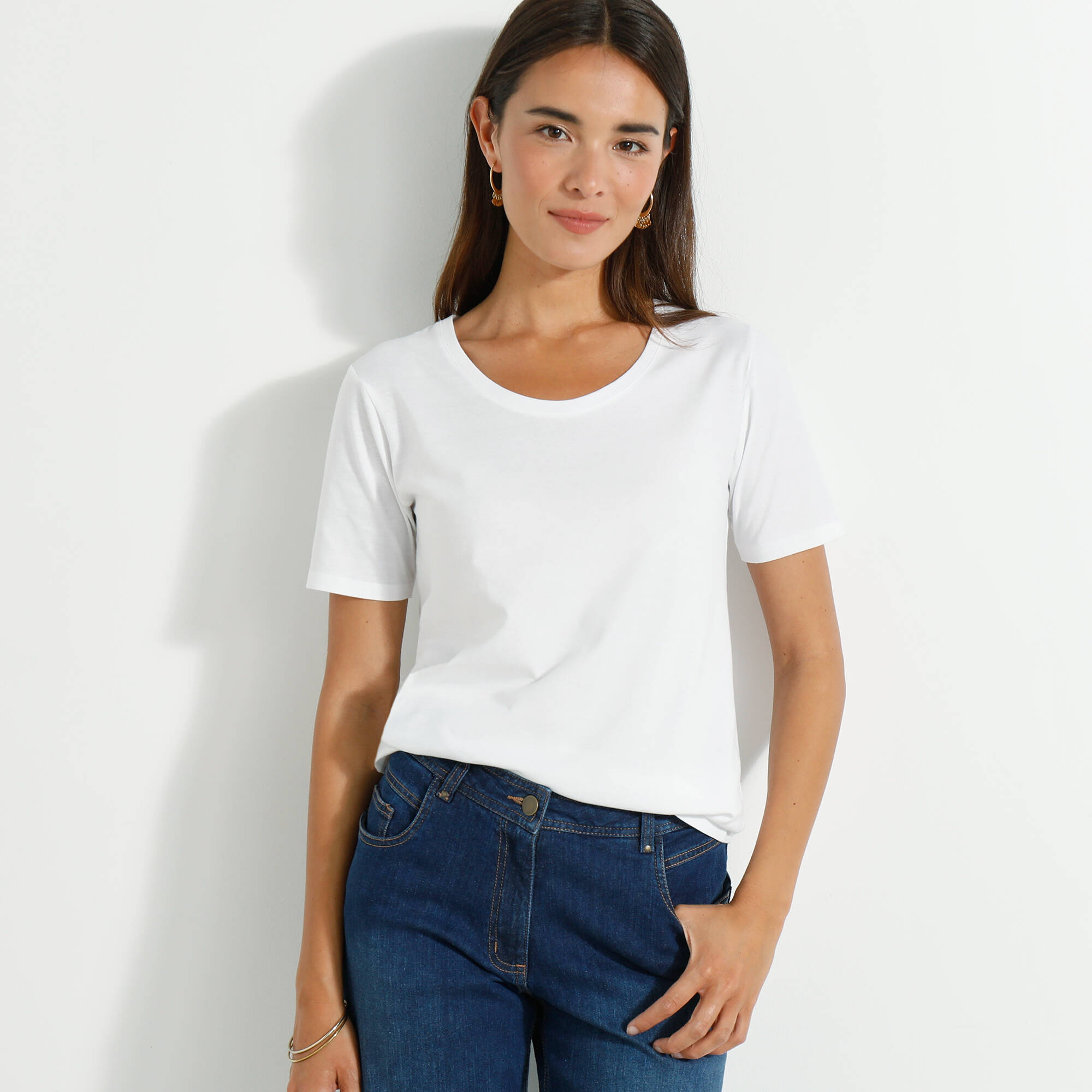 T-shirt Col Rond Manches Courtes - Blancheporte