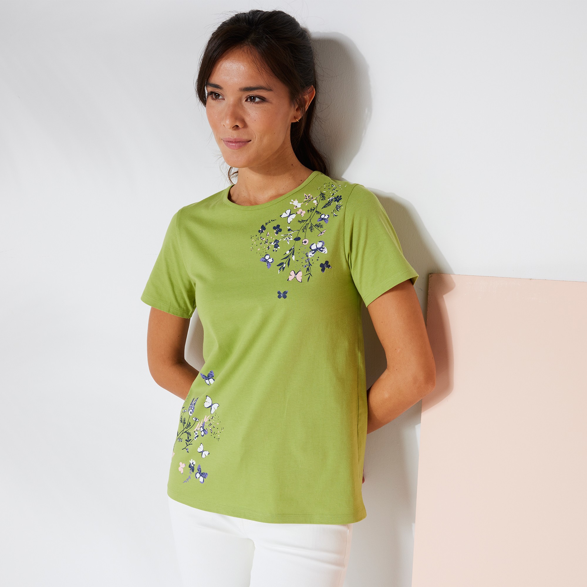 T-shirt Manches Courtes Imprimé Papillon - Blancheporte