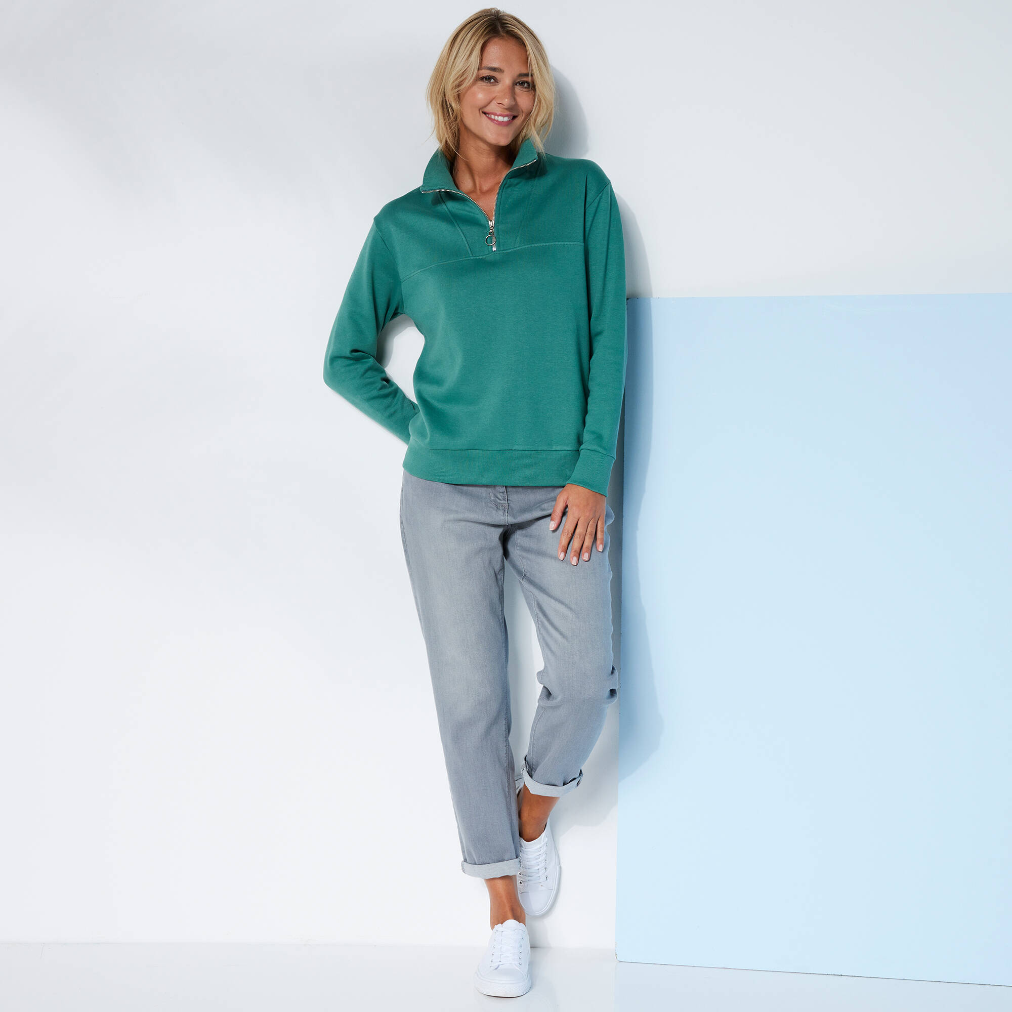 Sweat col montant zipp en molleton gratt - Blancheporte 20 €
