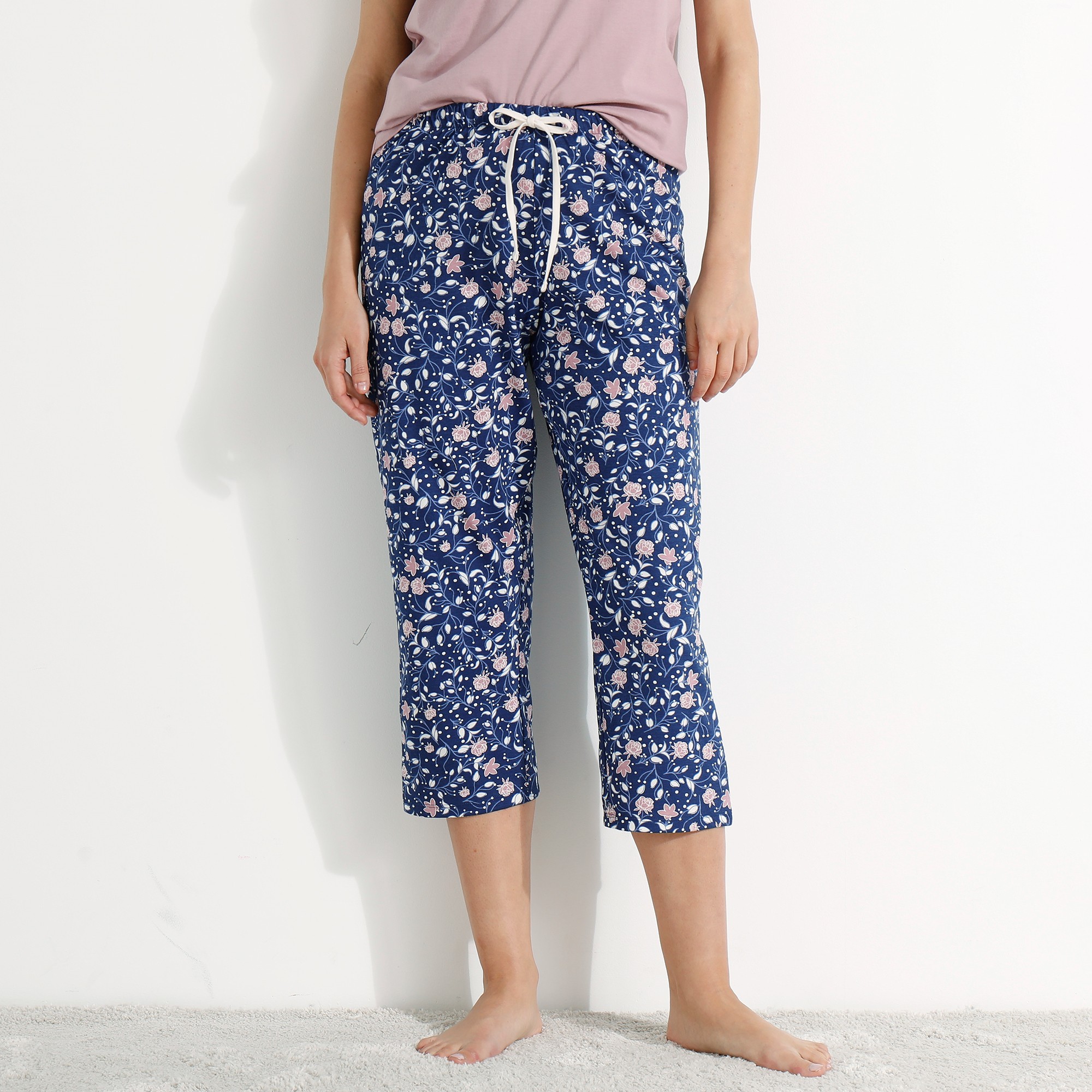 Pantacourt Pyjama Coton Imprimé Floral - Blancheporte