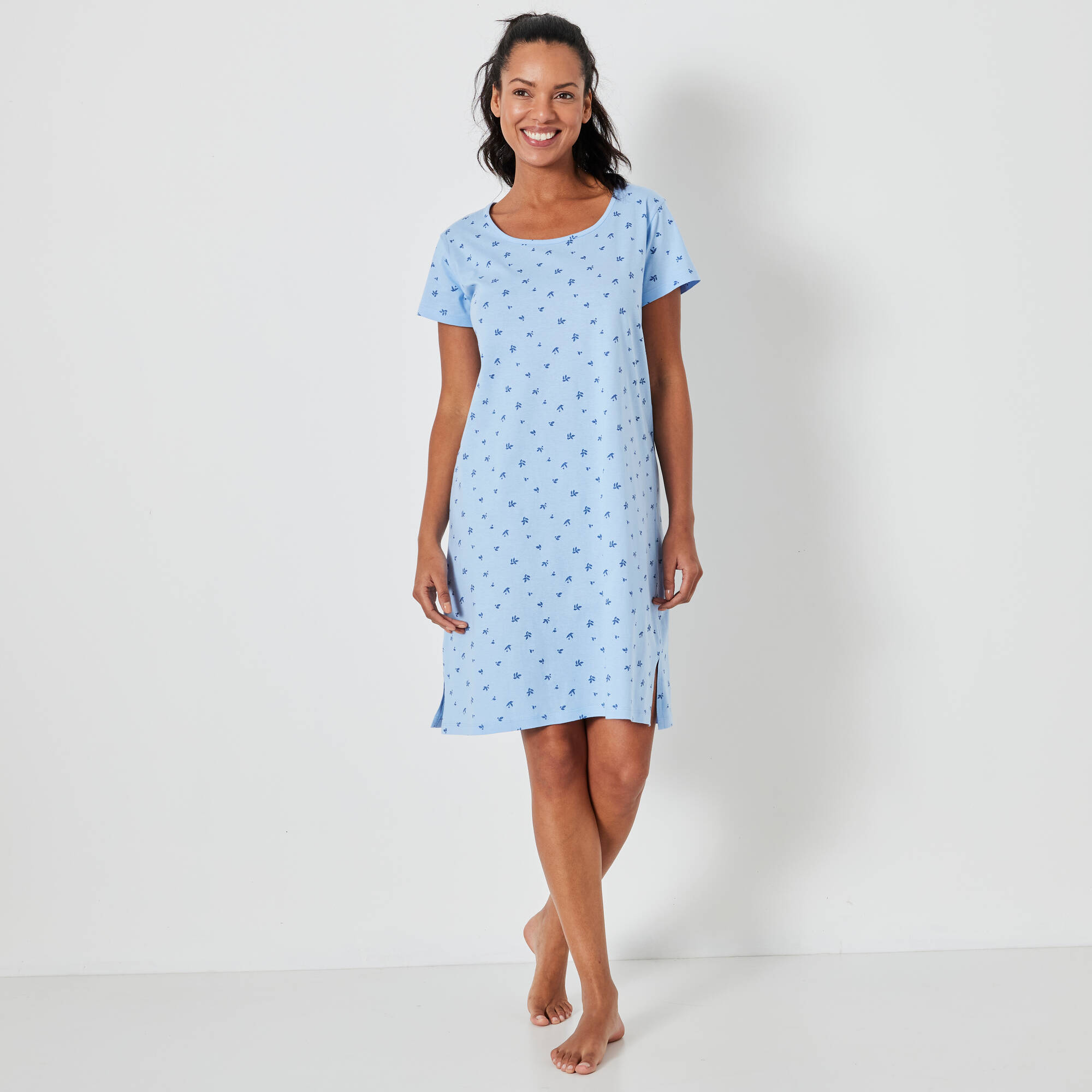 Chemise De Nuit Courte Imprimée Fleurs - Blancheporte