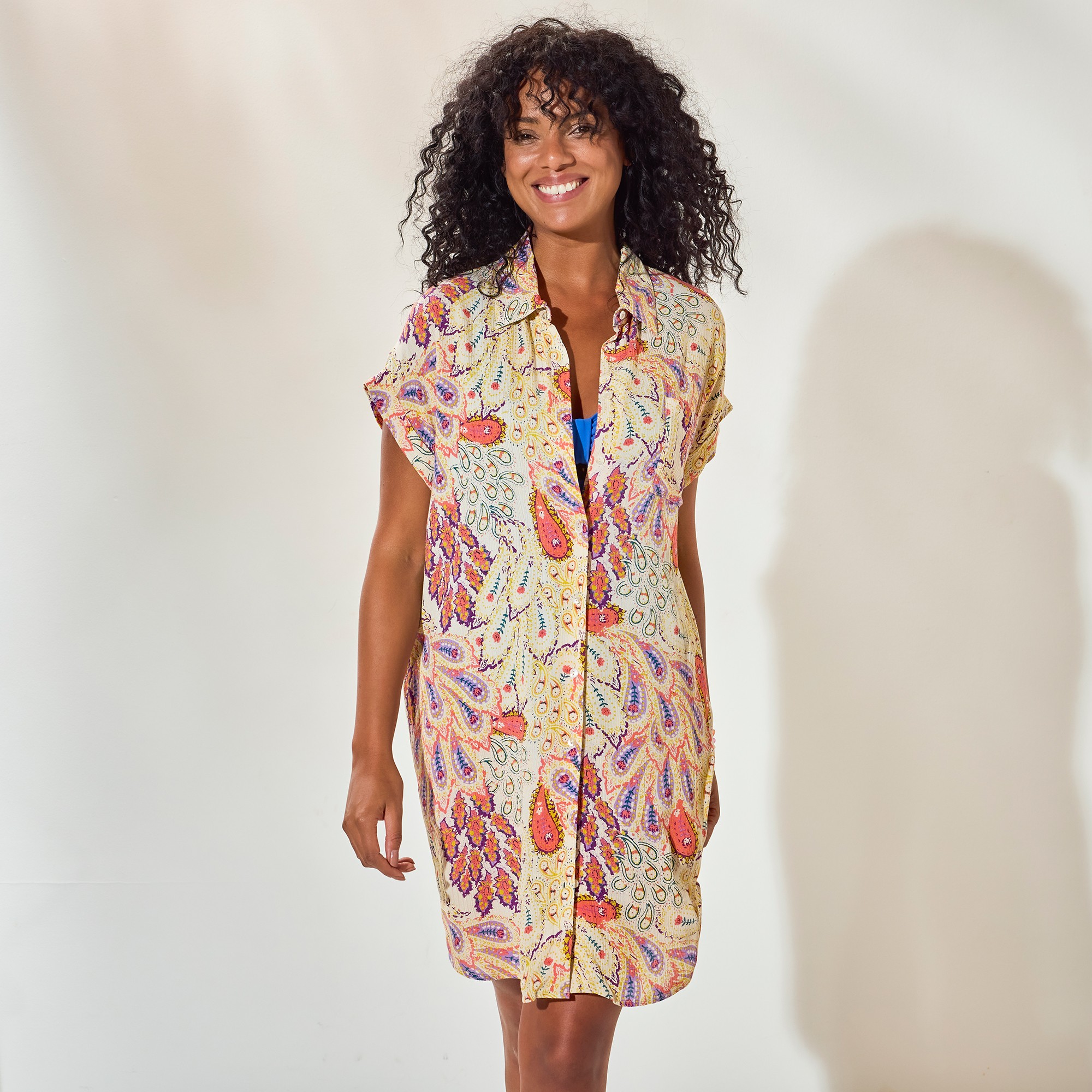 Robe Chemisier Imprimée, Crépon - Blancheporte