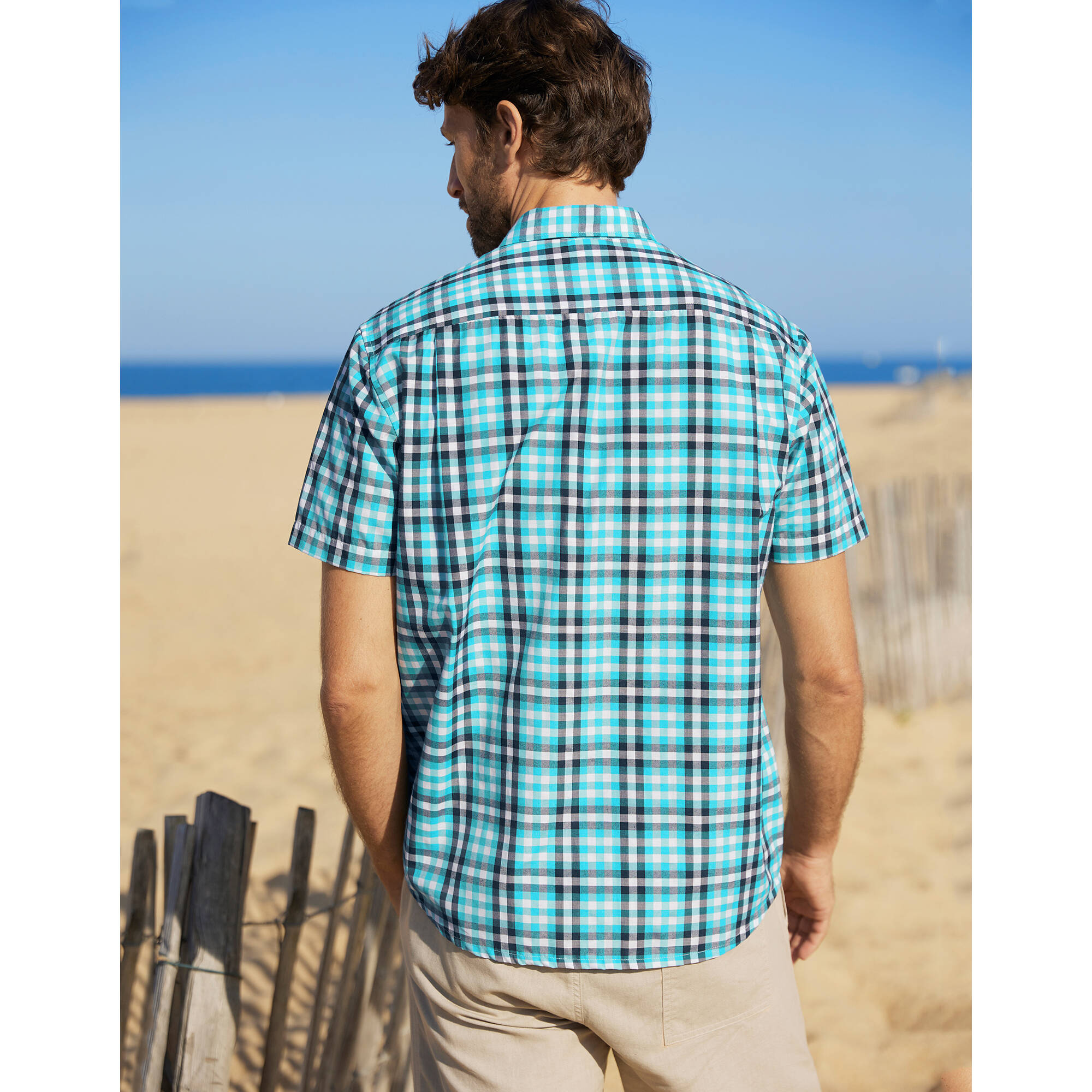 Chemise carreaux manches courtes polycoton - Blancheporte 13 €