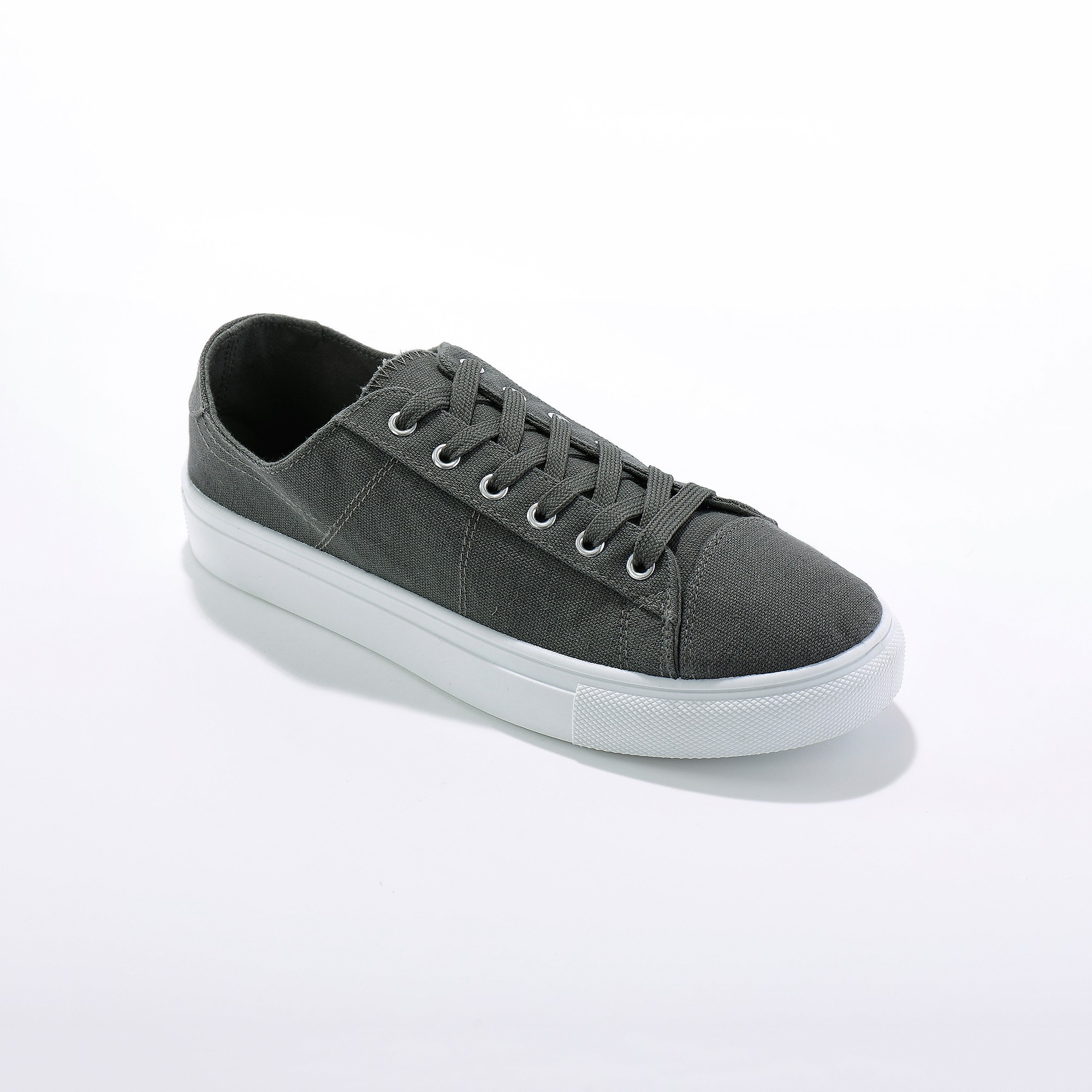 Tennis Lacées En Toile À Semelle Plateforme Compensée - Blancheporte