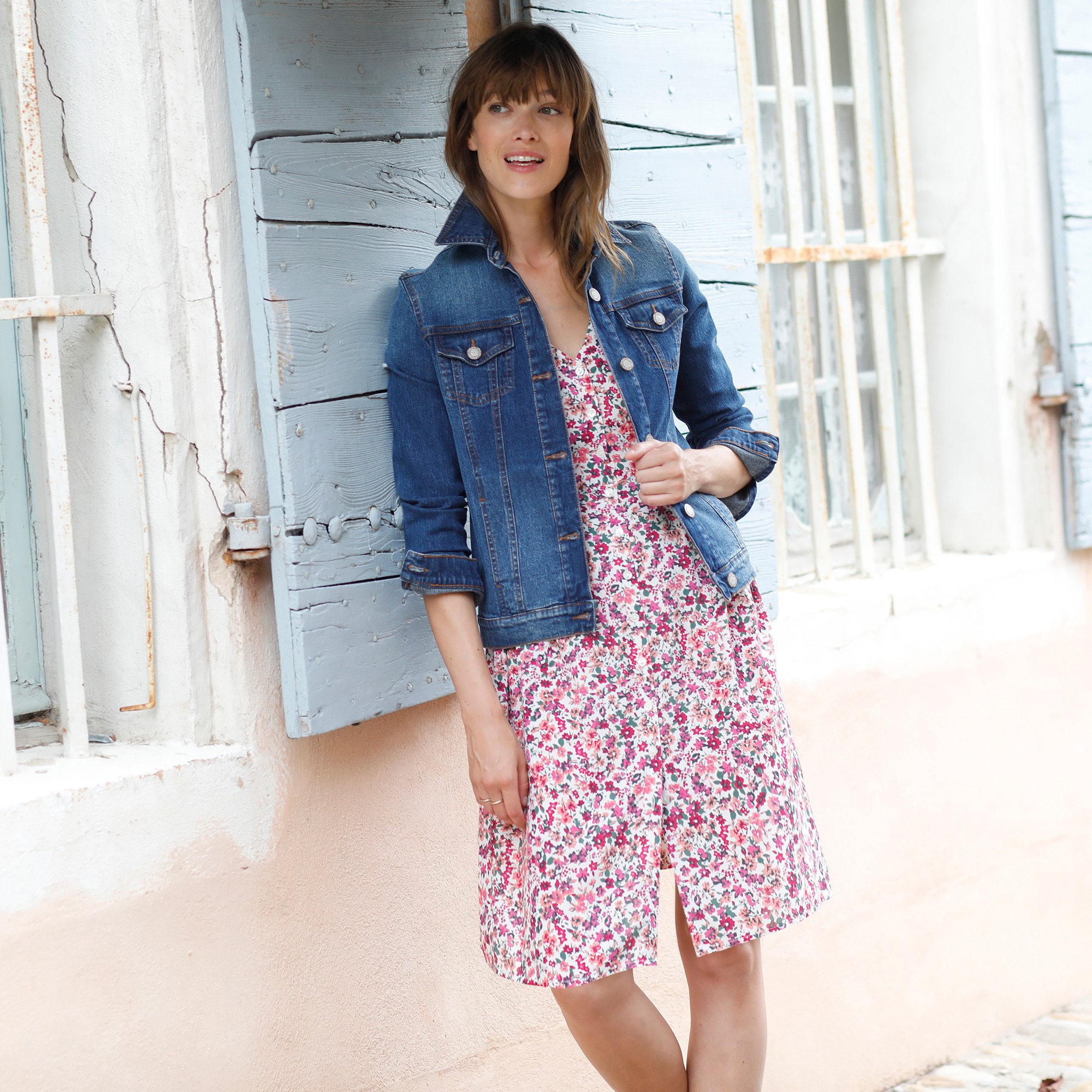 Veste en jean blanche porte outlet