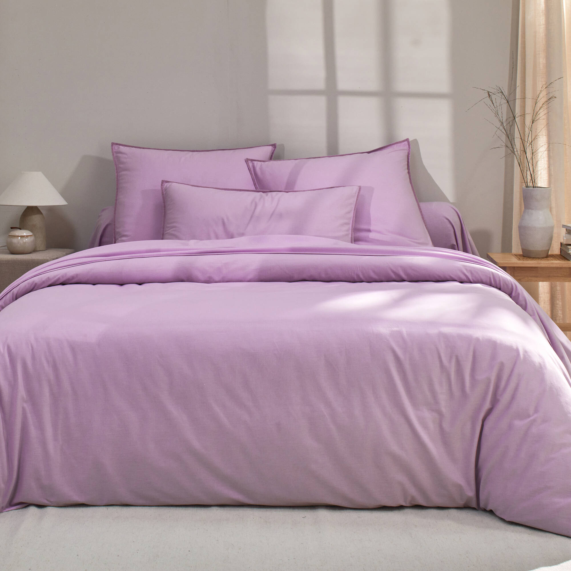 Linge de lit uni coton lavé - Blancheporte