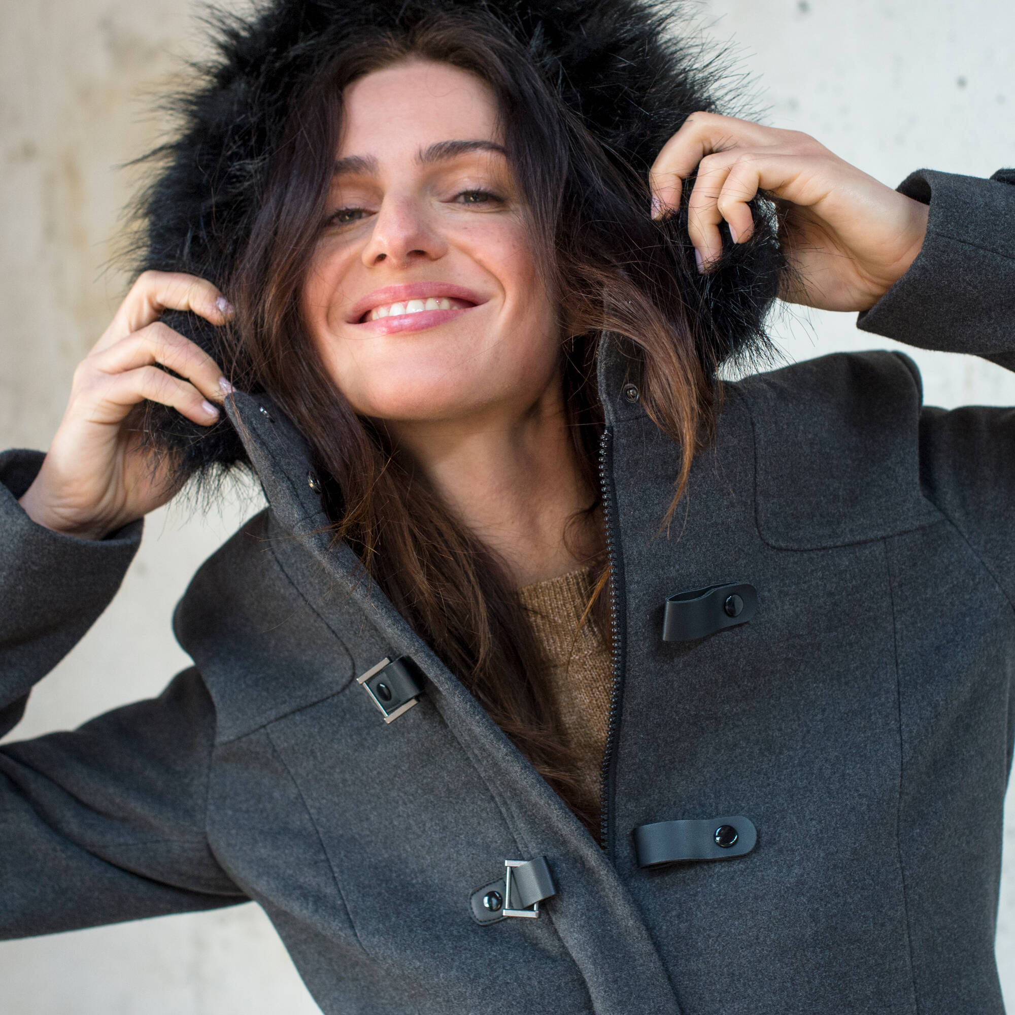 Duffle-coat capuche fausse fourrure uni - Blancheporte 100 €