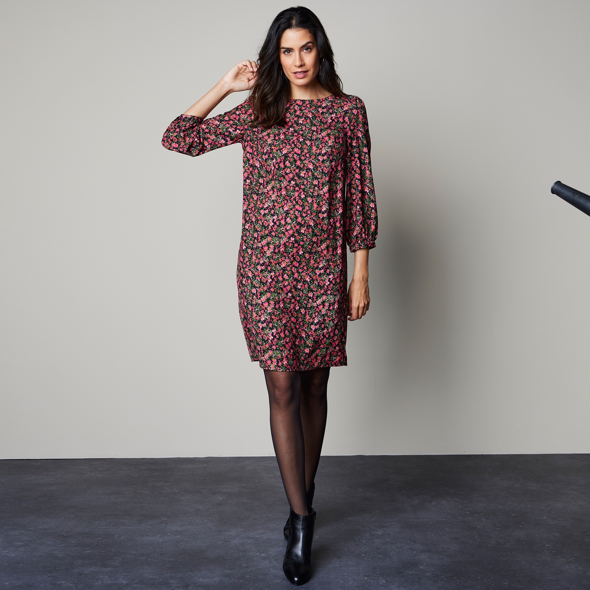 Robe droite manches 7 8 me imprim e
