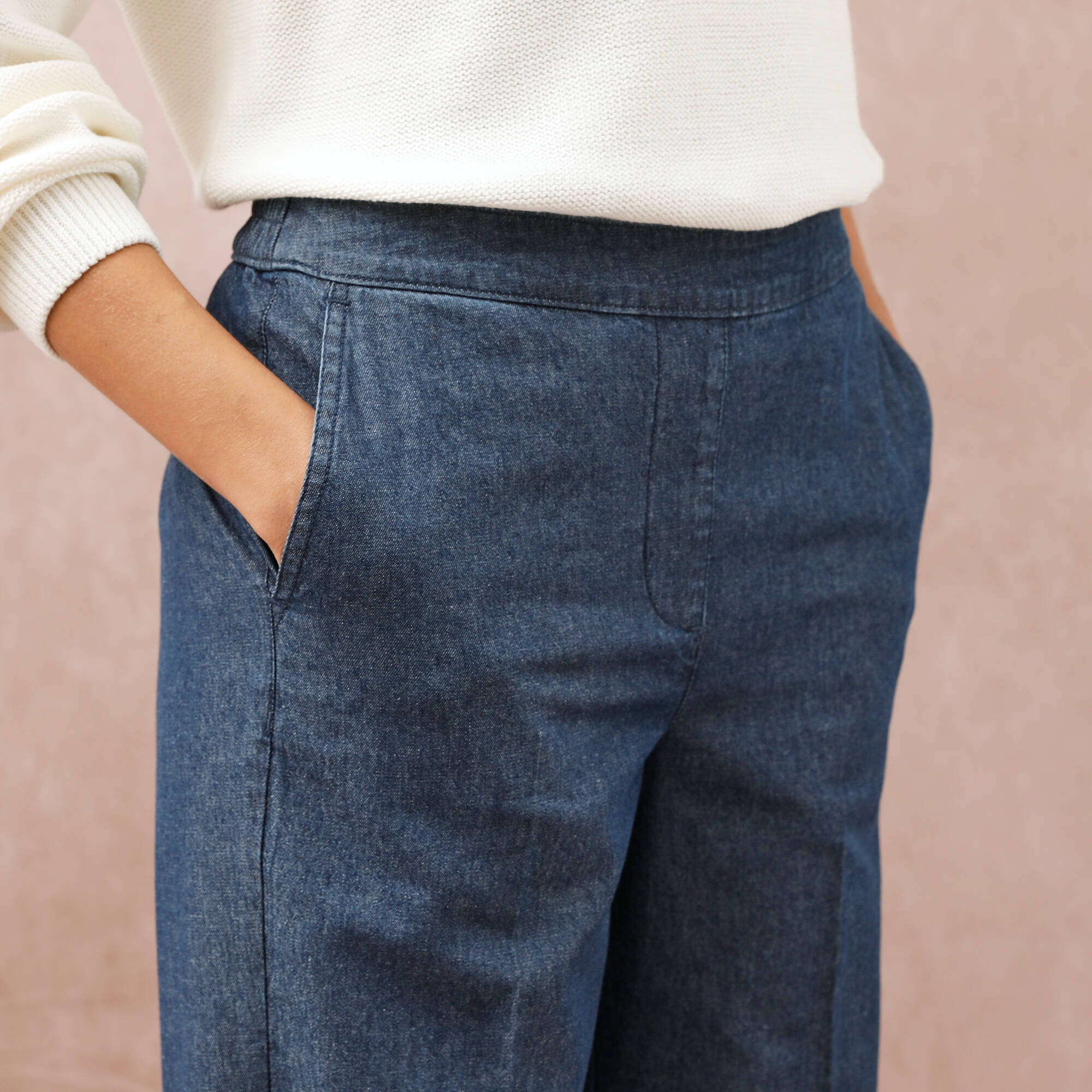 Jean large taille lastique denim lger - Blancheporte 43$