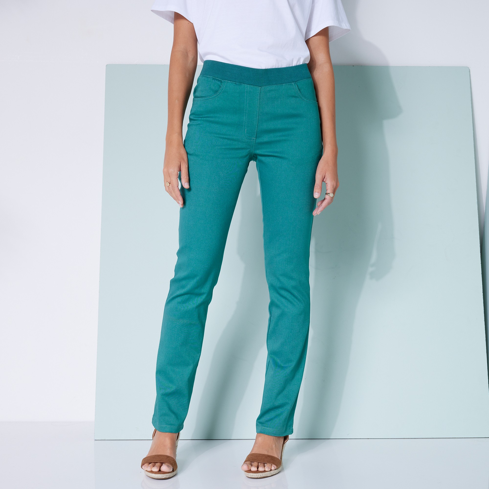 Pantalon droit ultra confort taille elastiquee vert Blancheporte