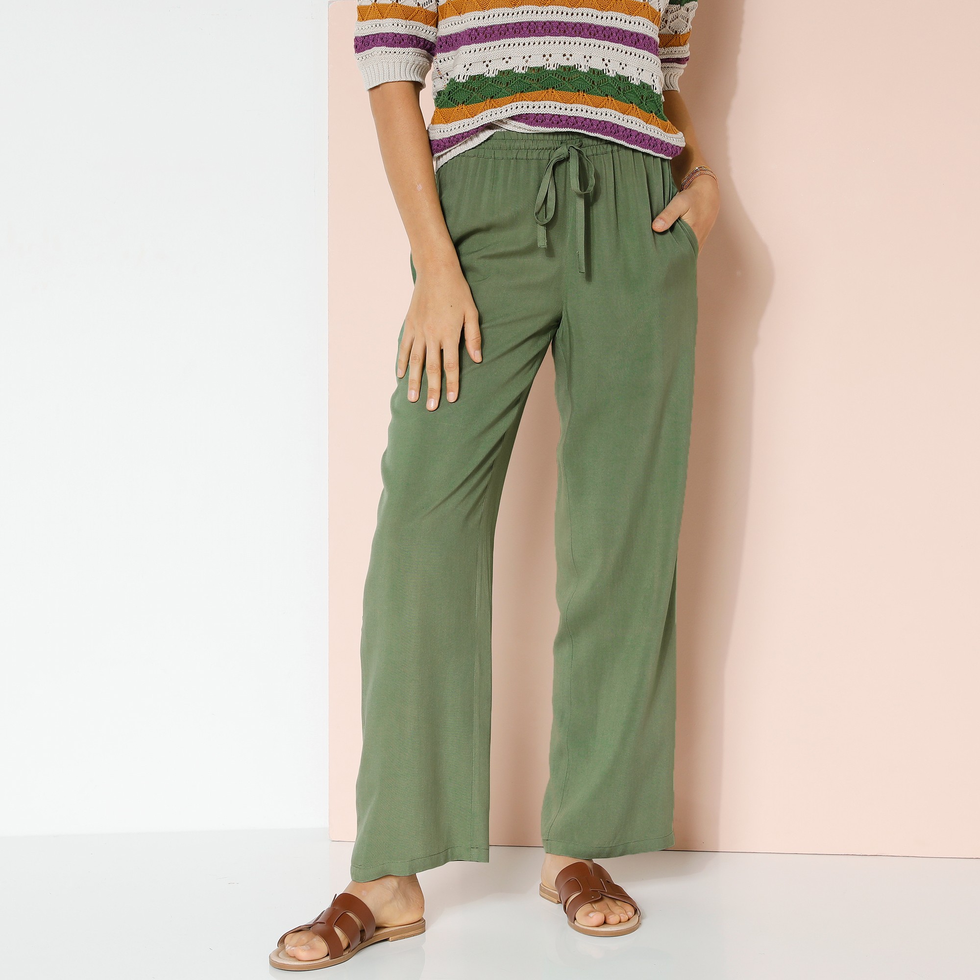 Pantalon Large En Viscose Fluide, Uni - Blancheporte