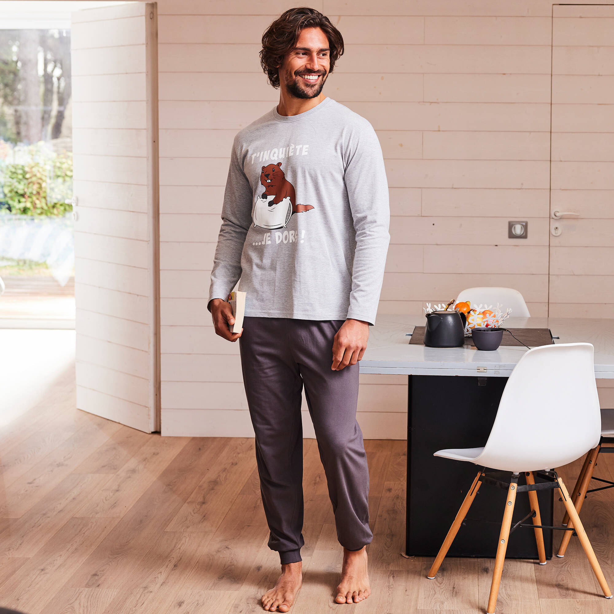 TeJoyce Pyjama Homme 100% Coton Hiver, Vêtements De Nuit Deux Pièces