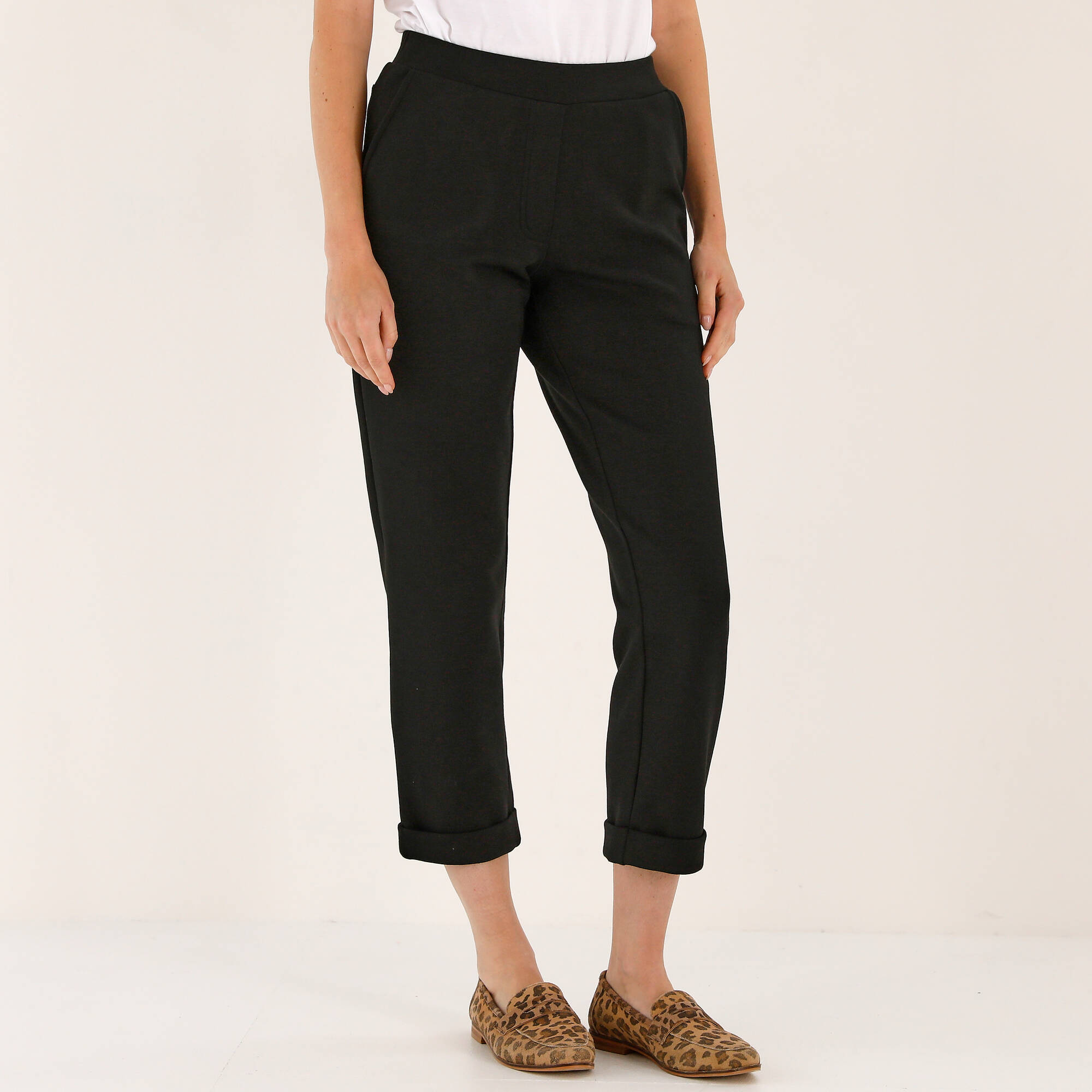 Pantalon 7/8ème à revers, en maille confort - Blancheporte