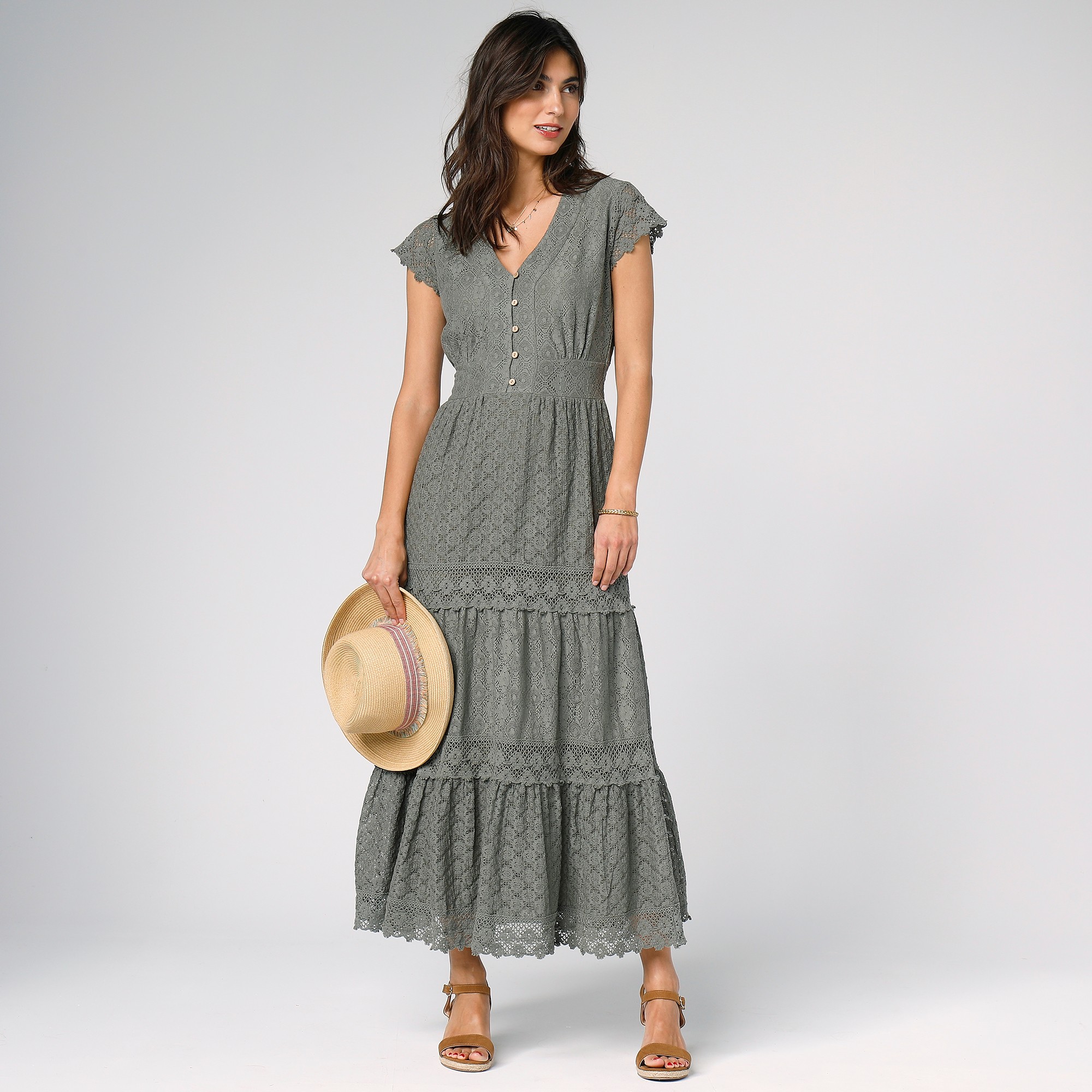 Robe Longue Dentelle Macramé - Lora Zellini