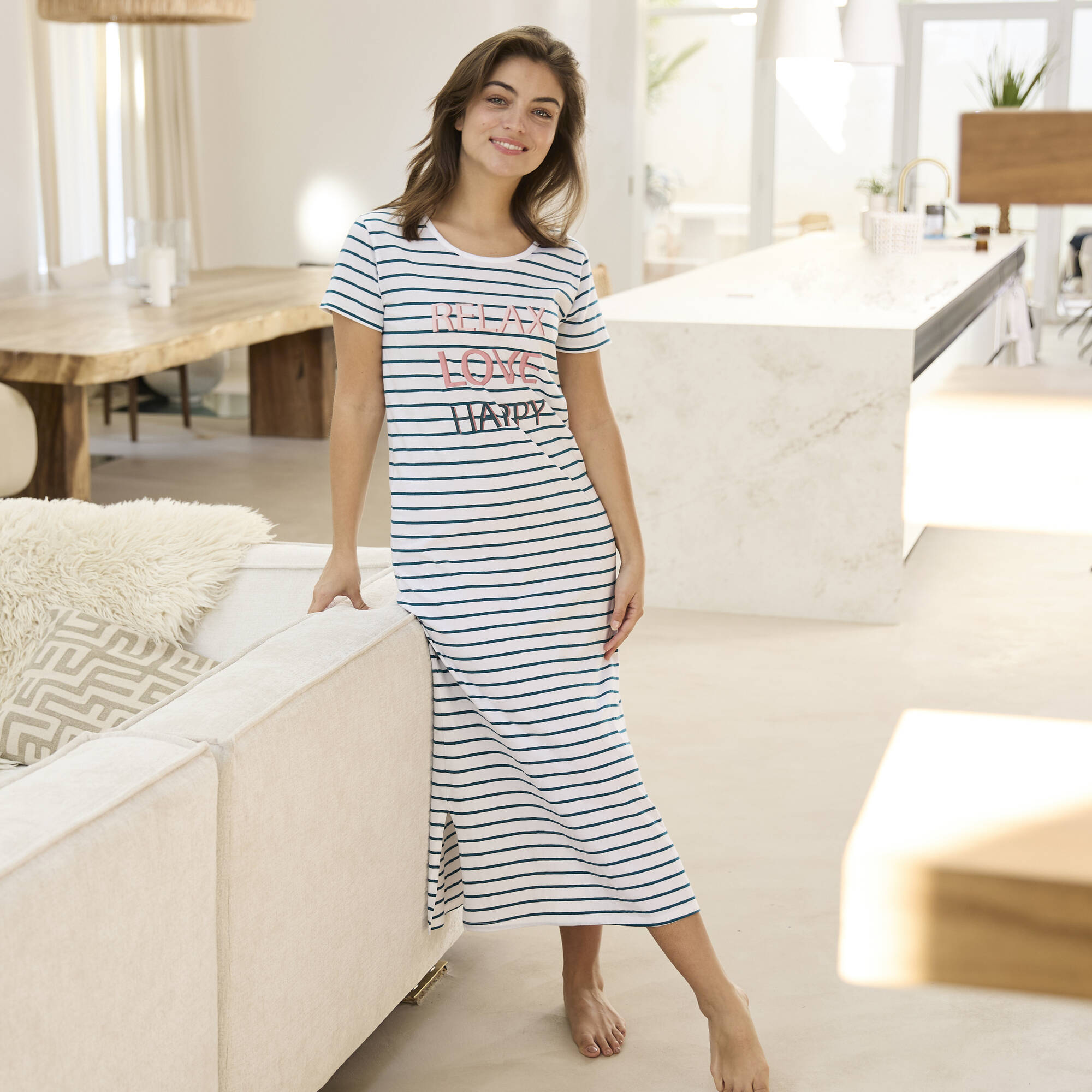 Chemise De Nuit Longue Manches Courtes Lot De 2 Blancheporte Blancheporte